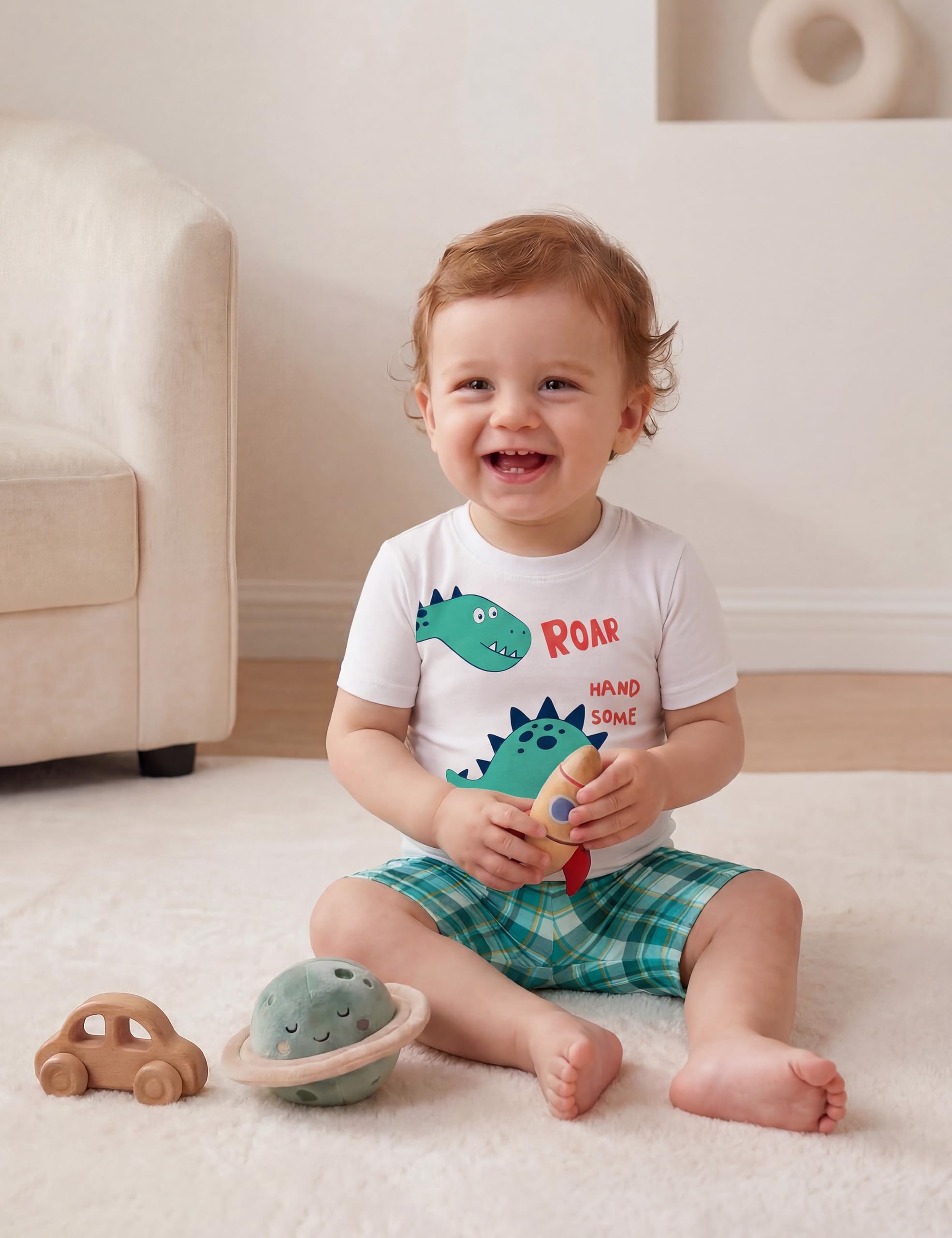 Yoofoss Toddler Pajamas Organic Cotton Baby Girl Boy Pajamas Summer Short Sleeve Kids Clothes Snug Fit Pjs Set 2 Piece