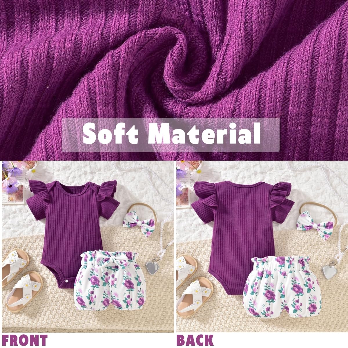 Aalizzwell Baby Girls Ribbed Bodysuit Bloomer Shorts Outfits Summer Clothes WEBE CLOTHING