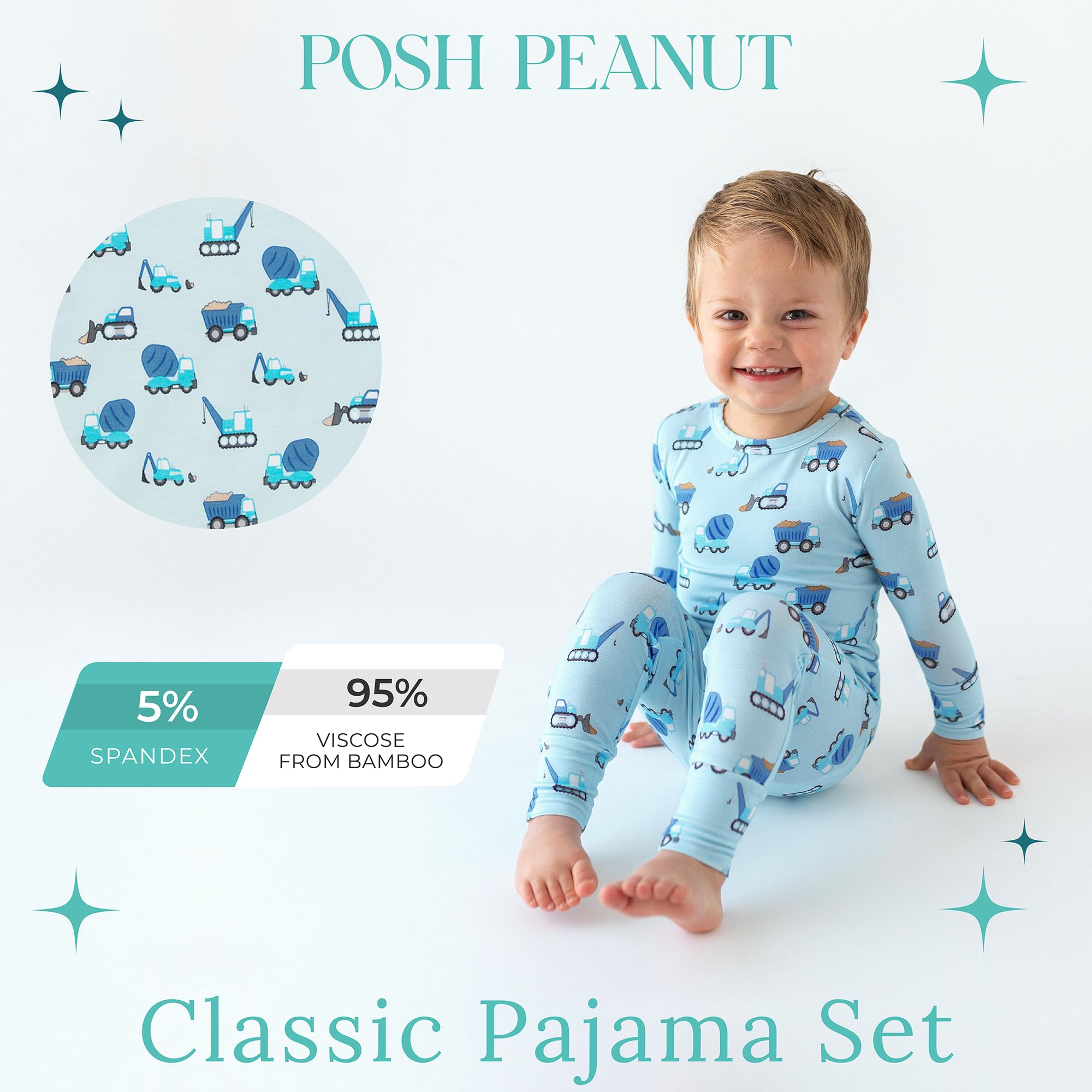 Posh Peanut Boys Pajamas - PJs for Kids Made of Soft Viscose from Bamboo, Long Sleeve Toddler PJs & Matching Boys Pajama Sets WEBE CLOTHING