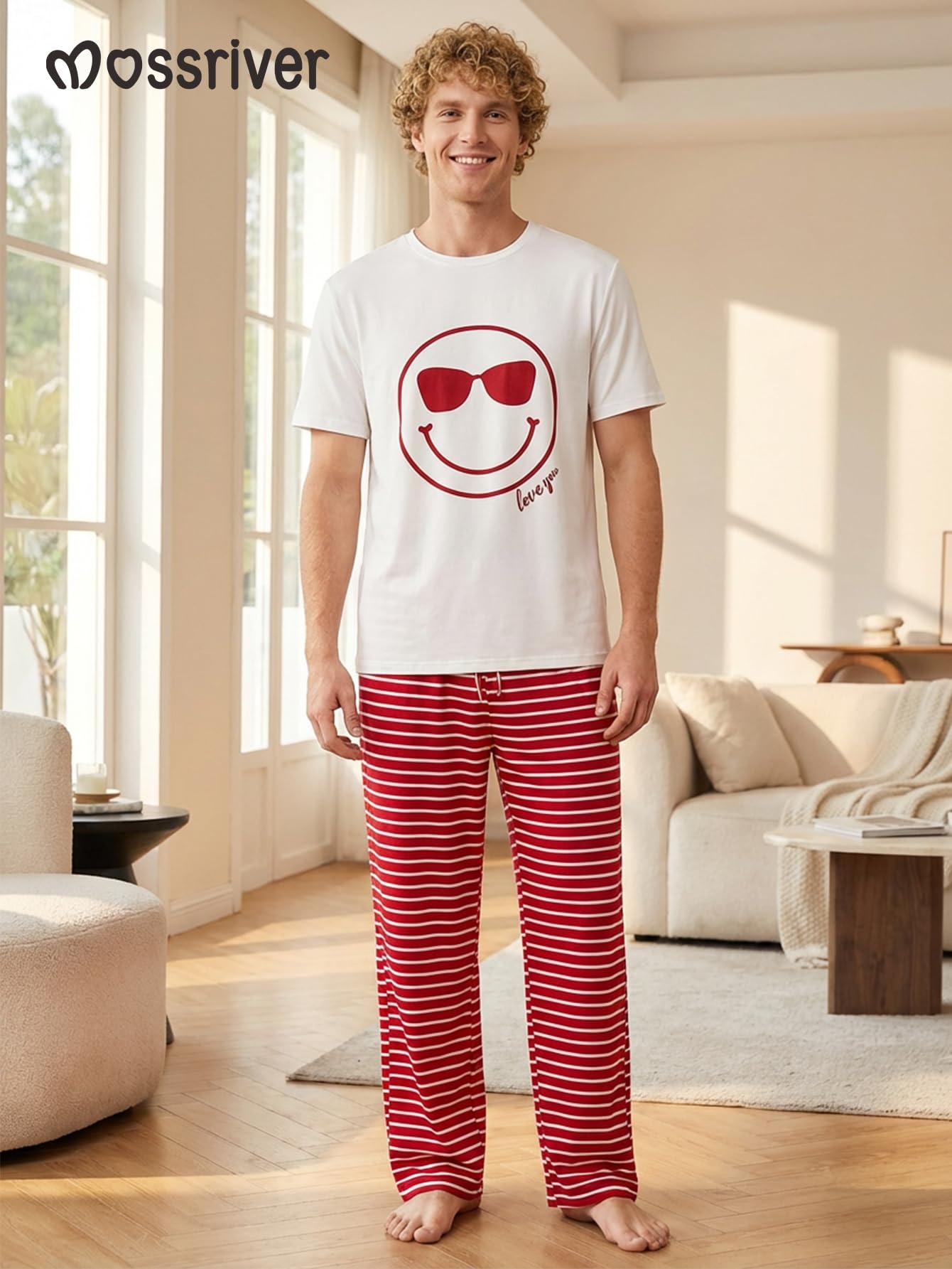 MOSSRIVER Family Pjs Matching Sets Short Sleeve Graphic Tops Holiday Shirts Cute Pajamas Pants Set Vacation Summer Outfits