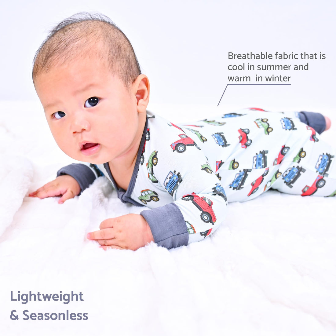 LollyBanks Baby Pajamas, Long Sleeve Baby Romper with 2-Way Zipper, 95% Viscose from Bamboo and 5% Spandex, Infant Sleepers