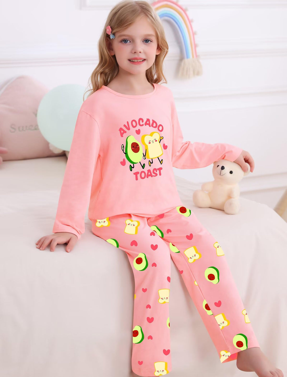 SWOMOG Girls Pajama Set Short Sleeve Tops & Ruffled Shorts with Pocket 2 Piece Summer Pajamas for Kids Size 6-15