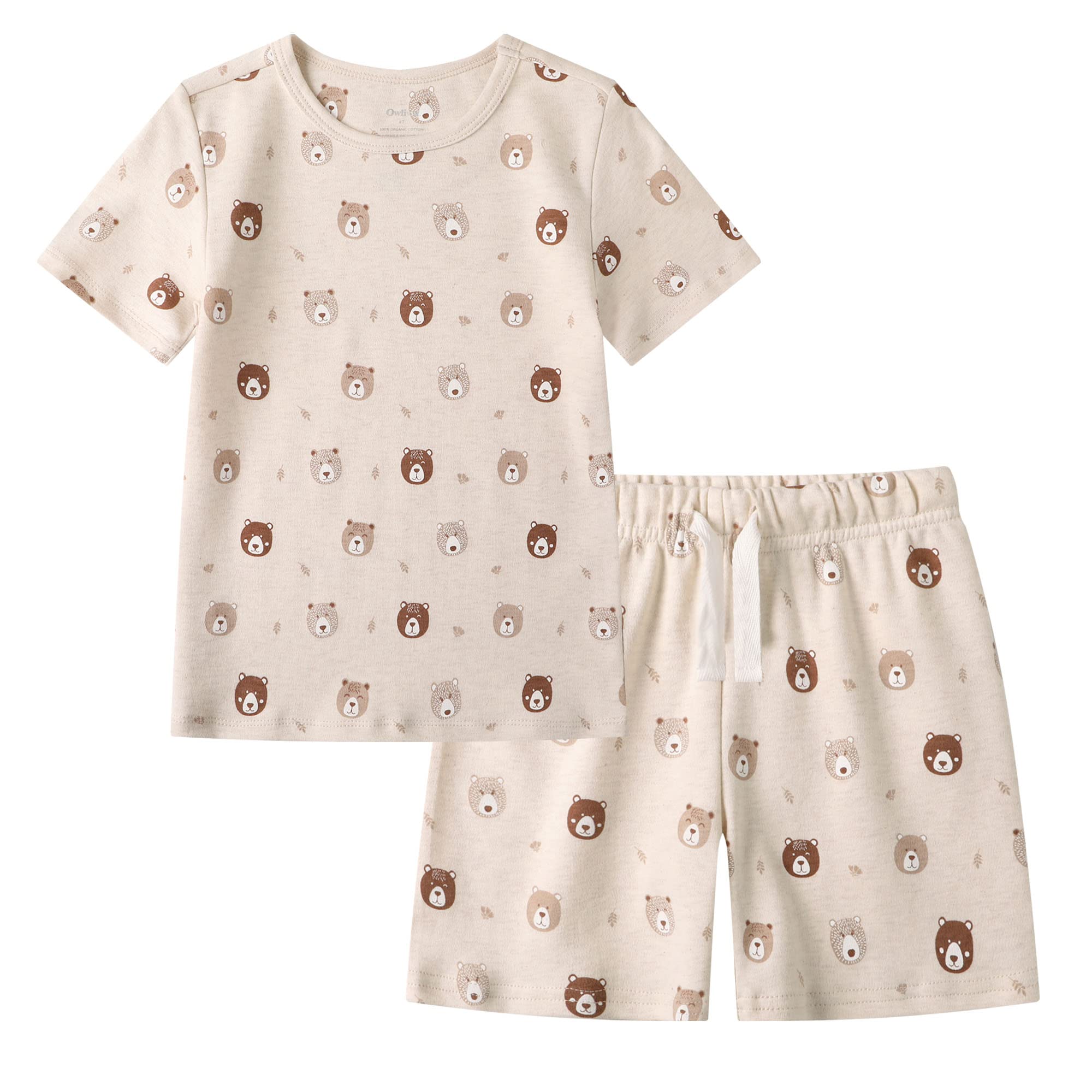 Owlivia 100% Organic Cotton Baby Short Sleeve Pajama Sets, Toddler Boy Girl 2-Piece Sleepwear