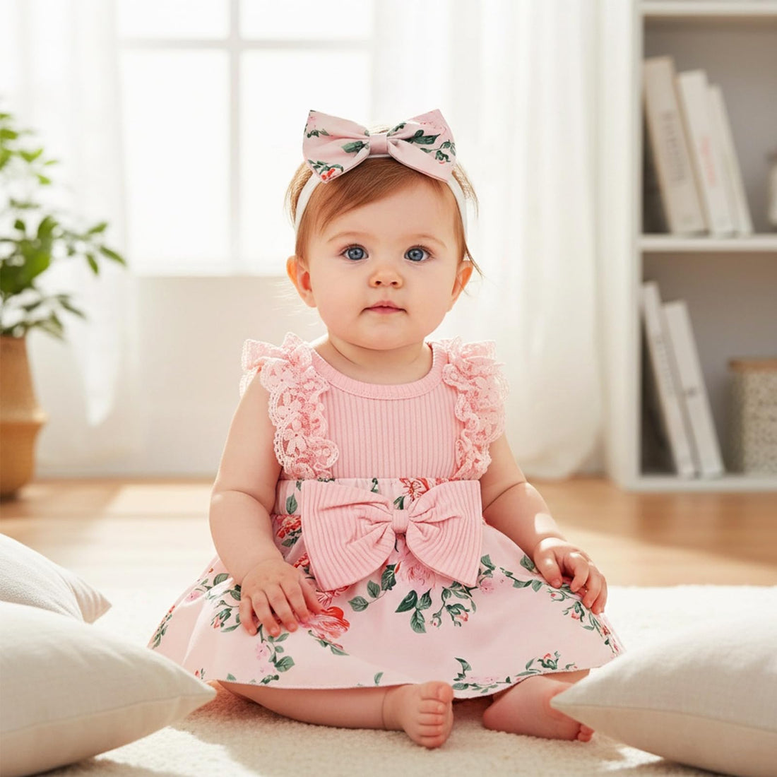 Baby Girl Clothes Newborn Romper Dress Infant Lace Ruffle Sleeveless Summer Outfits with Headband 0-12 Months WEBE CLOTHING