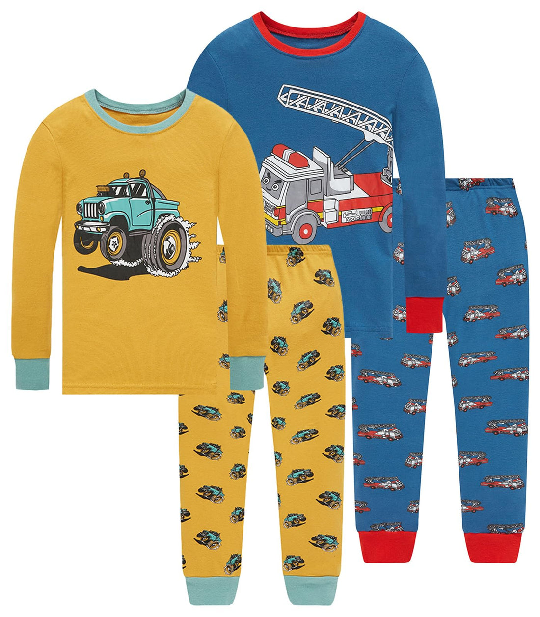 Little bety Cotton 4 Piece Pajamas Boys Long Sleeve Sets Toddler Boys Pjs Kids Sleepwear Sets
