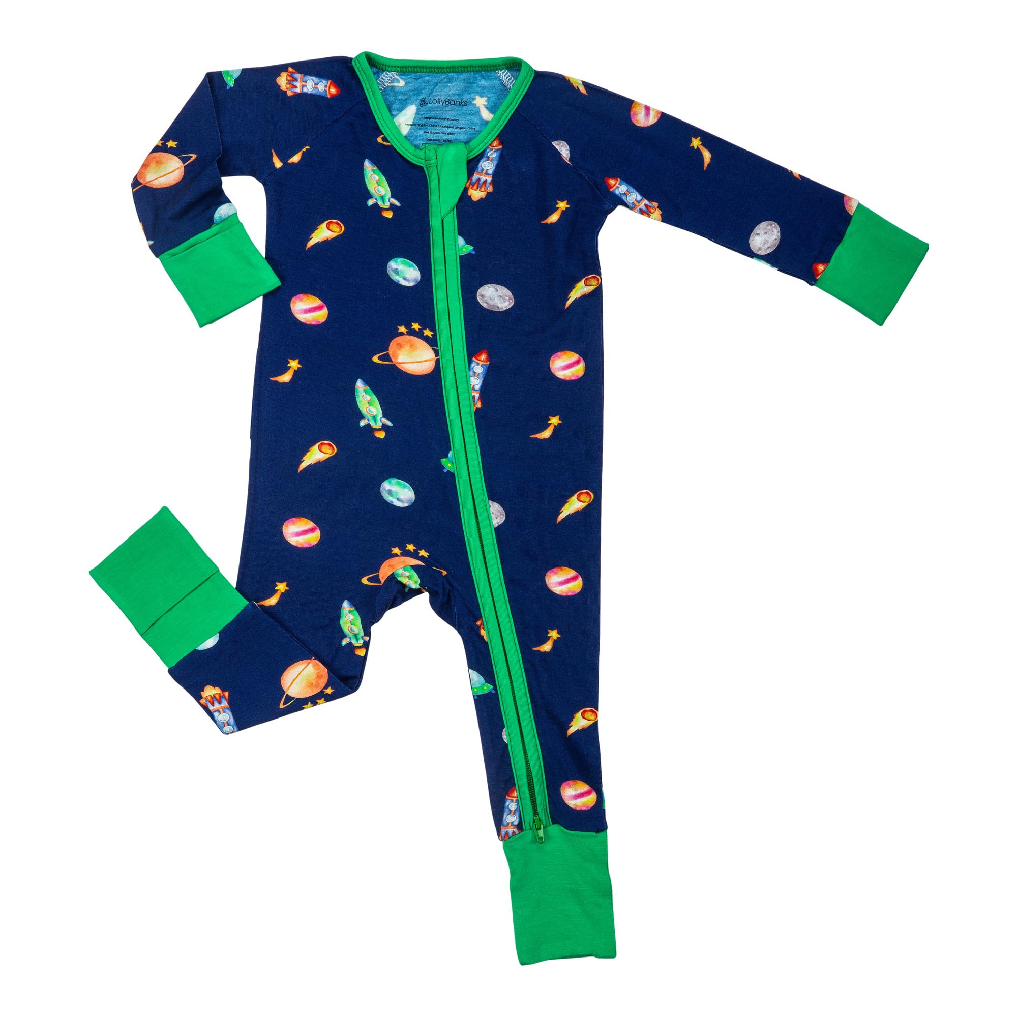 LollyBanks Baby Pajamas, Long Sleeve Baby Romper with 2-Way Zipper, 95% Viscose from Bamboo and 5% Spandex, Infant Sleepers