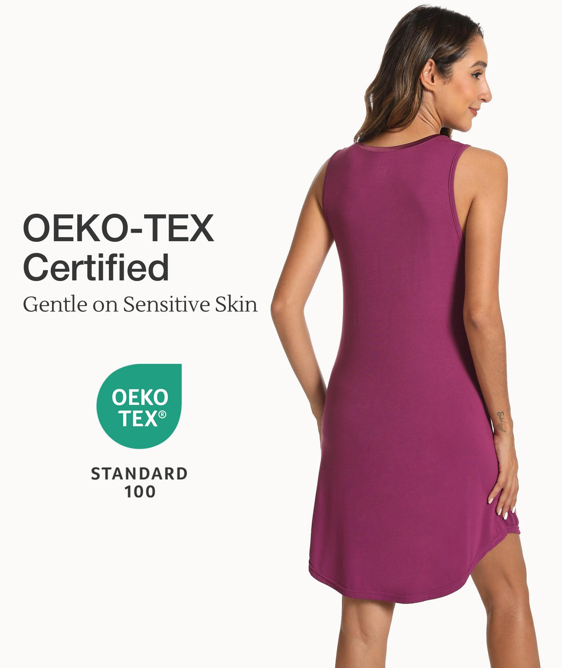 LazyCozy Bamboo Viscose Nightgowns for Women, Soft Sleeveless Night Shirts | V-Neck Tank Sleep Shirt, Short Night Dress Pajamas, Cooling, Moisture-Wicking Sleepwear for Hot Sleepers, Night Sweats WEBE CLOTHING