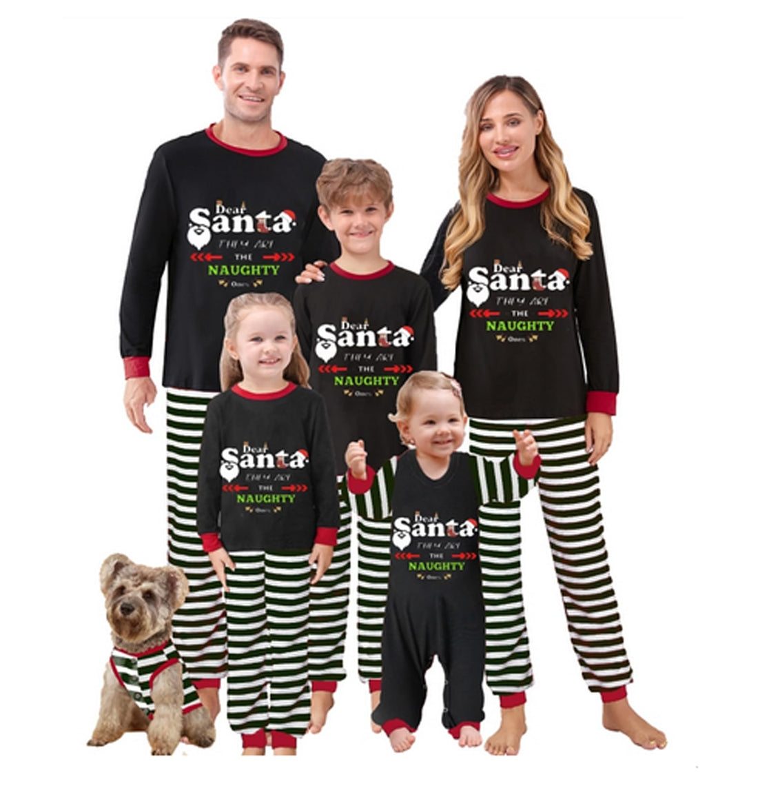 Awoscut Christmas Family Matching Pajamas Sets Christmas PJ's Letter Print Top and Plaid Pants Jammies Sleepwear