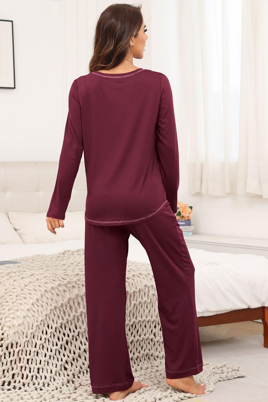 PrinStory Women's Pajama Set 2026 Lounge Sets Long Sleeve Sleepwear Soft 2 Piece Pjs with Pockets