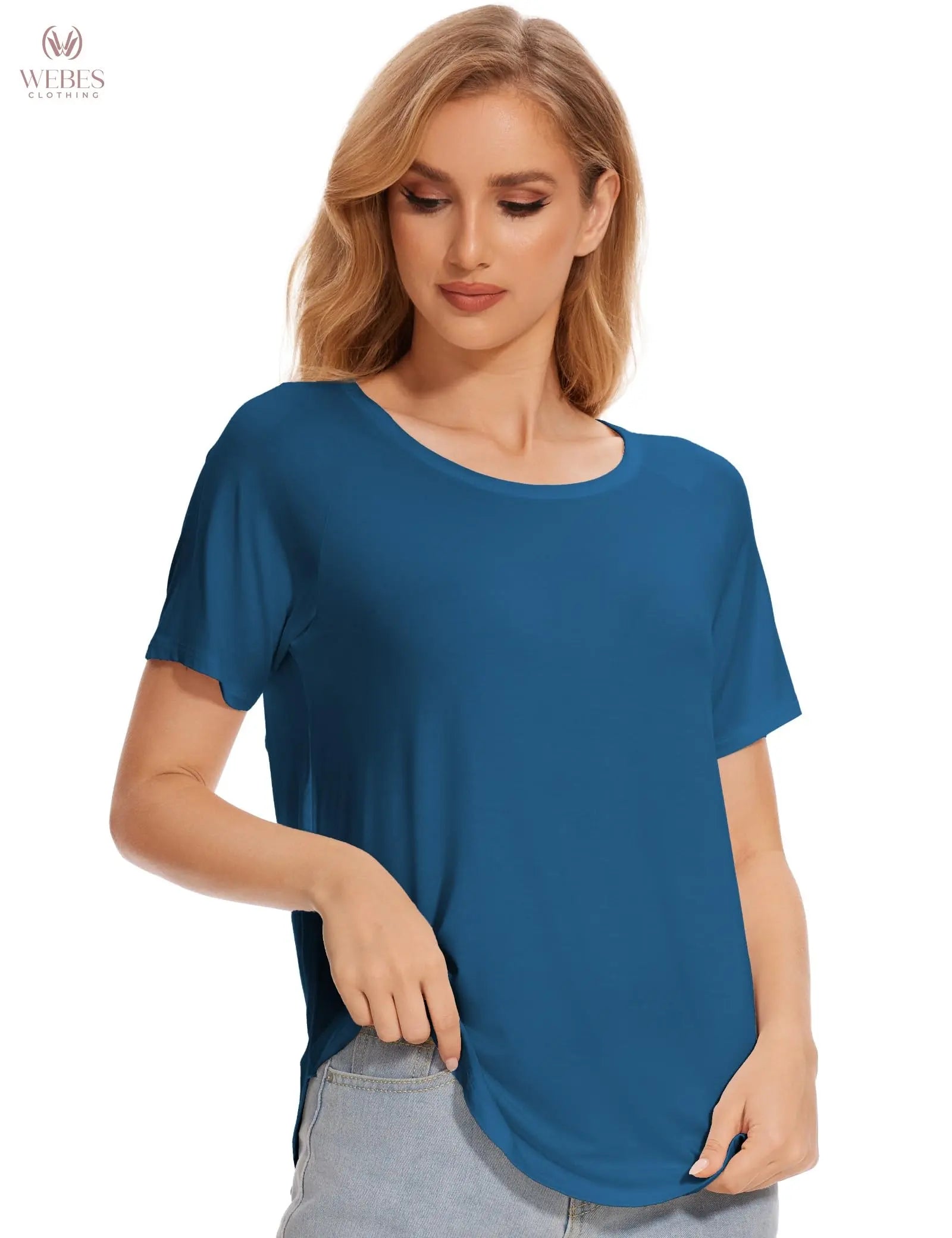 GYS Womens Pajama Tops Short Sleeve Shirts Summer Comfy Crew Neck Sleep T-Shirt