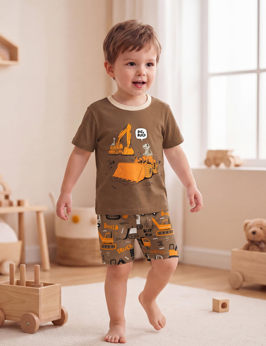 Yoofoss Toddler Pajamas 100% Organic Cotton 4 Piece Short Sleeve Summer Pajama Set Kids Pajamas Boys Girls Snug Fit Pjs Set