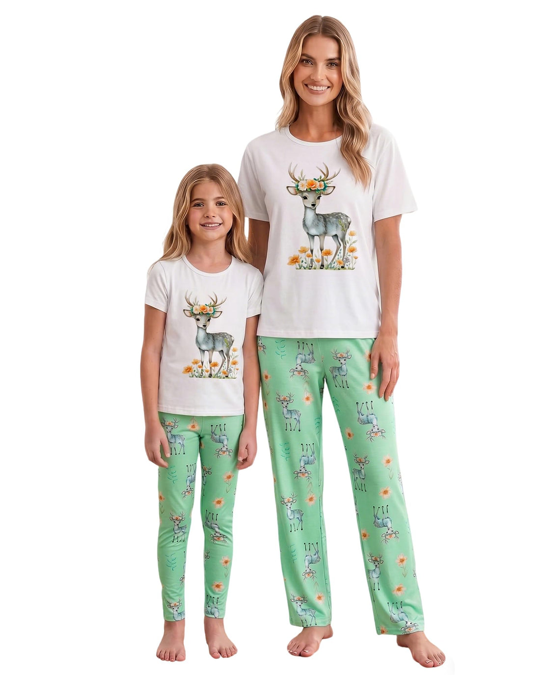 MyFav Mommy and Me Pajamas Heart Print Sleepwear Family Matching Short Sleeve Nightwear