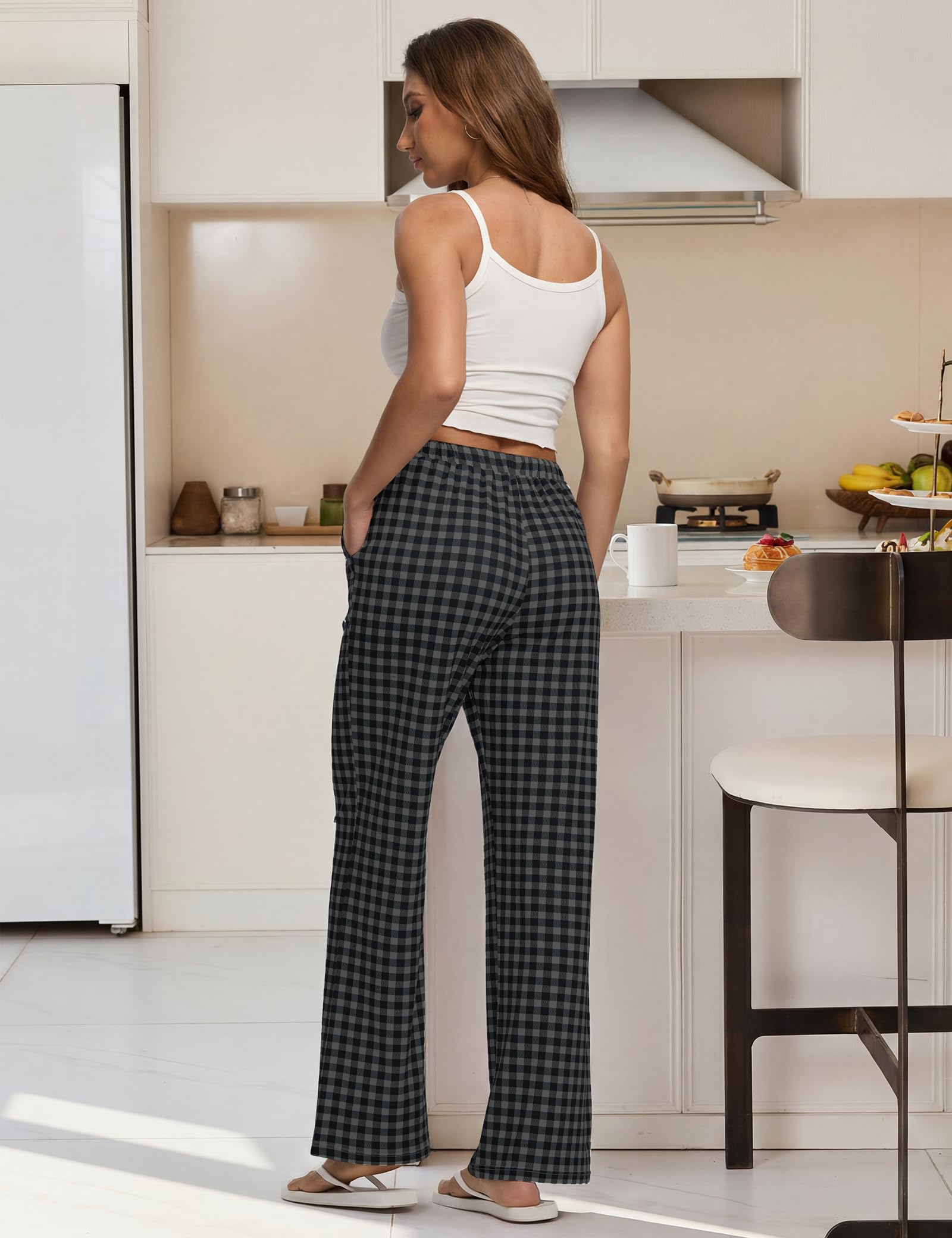 Women Pajama Pants 3-Pack Plaid Sleep Lounge PJ Bottoms with Pockets