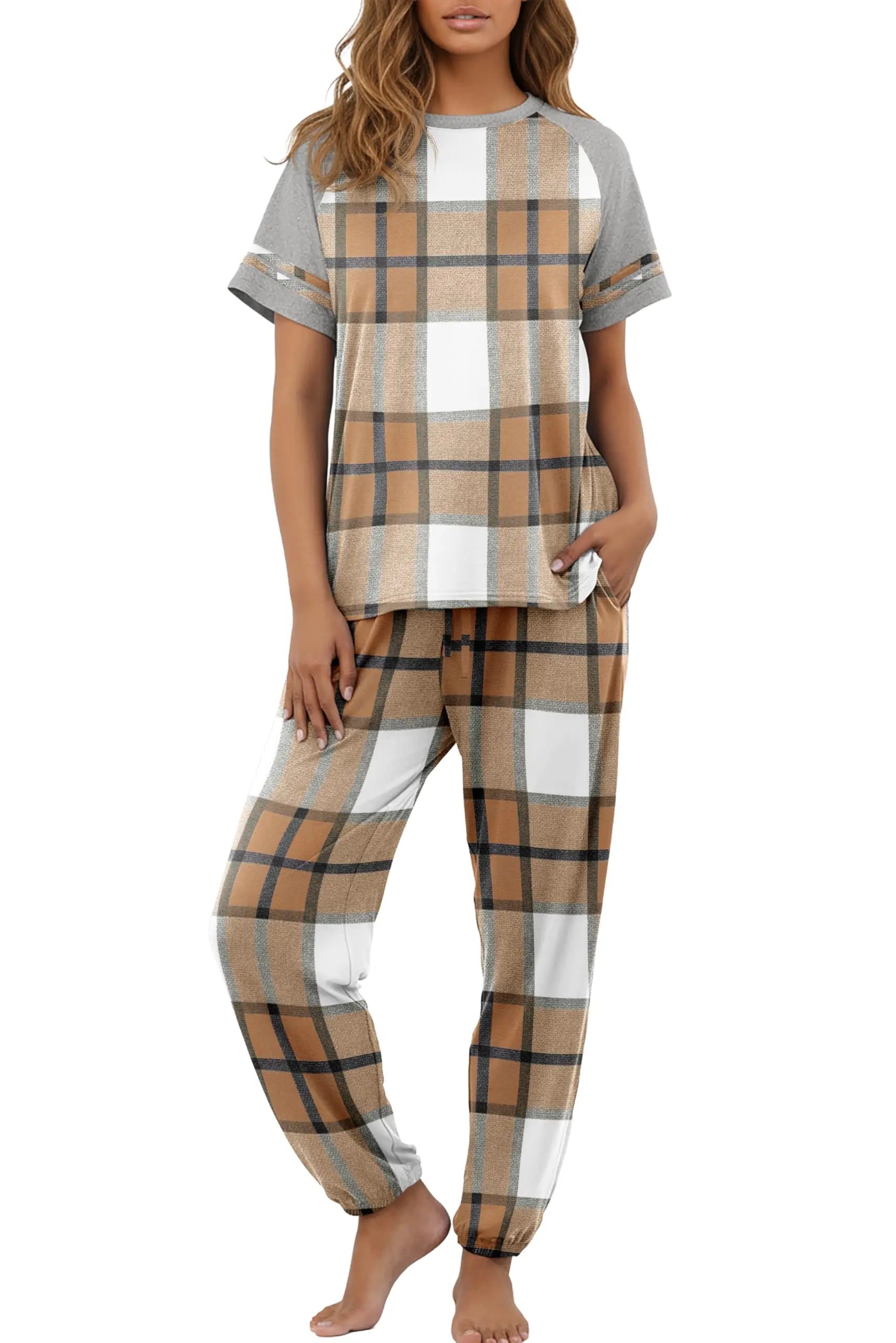 PrinStory Womens Pajama Sets Short Sleeve Pjs 2 Piece Lounge Set Soft Pj Sets Lightweight Sleepwear Loungewear with Pockets WEBE CLOTHING