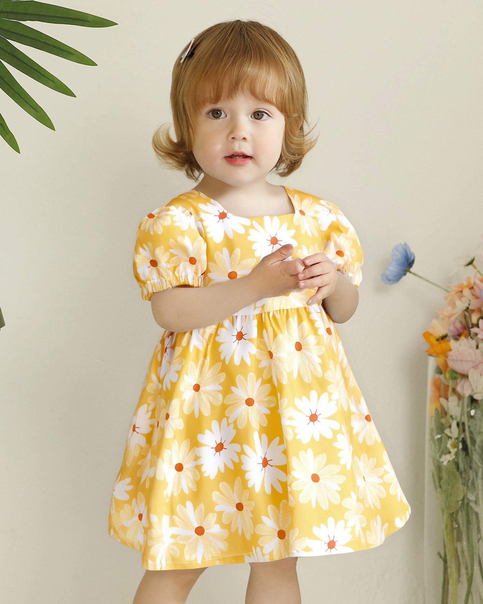 sweetabby Toddler Baby Girl Dresses Summer Clothes Boho Short Sleeve Dress Ruffle Infant Sundress Cute Girls Outfit WEBE CLOTHING