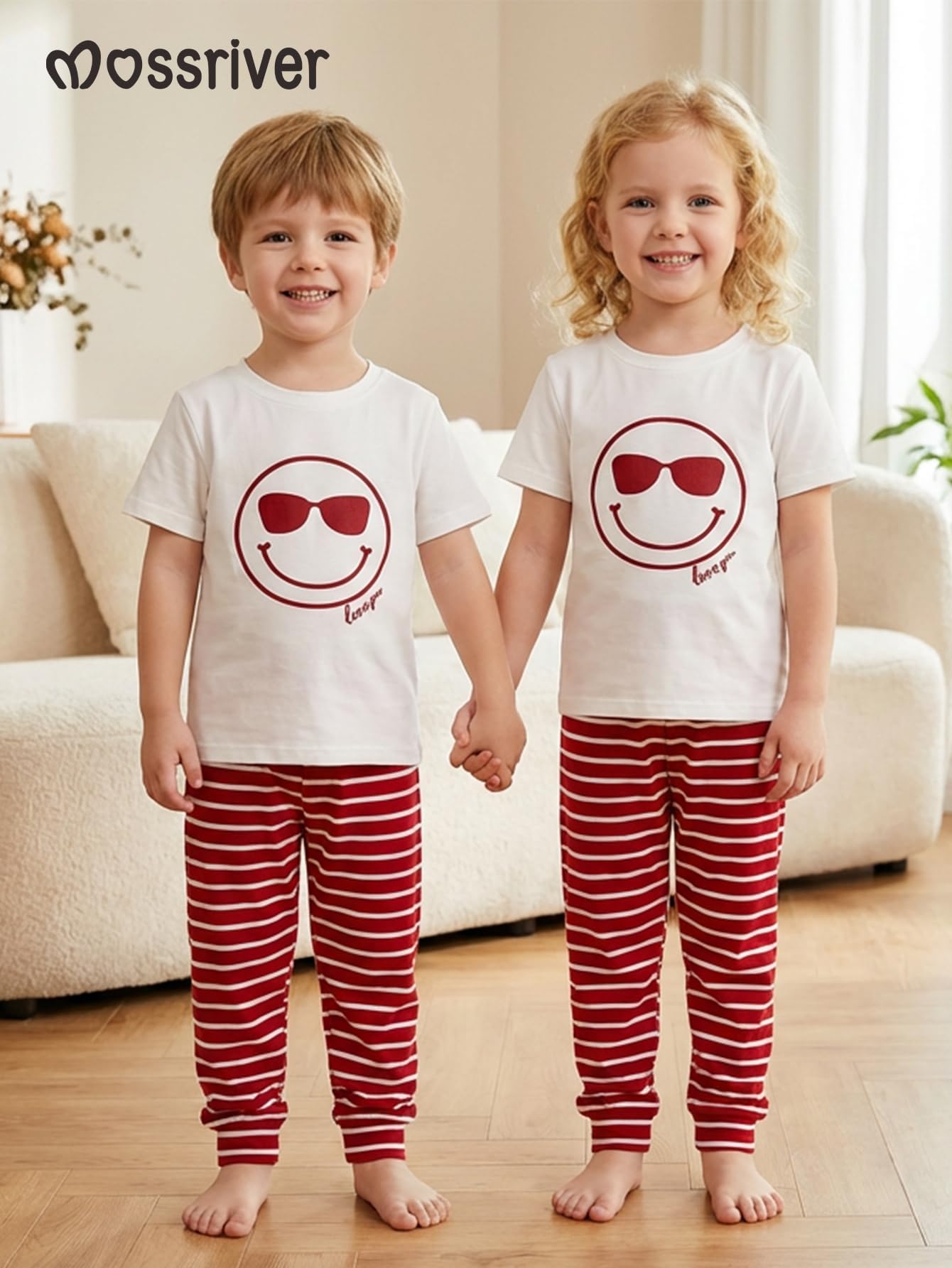 MOSSRIVER Family Pjs Matching Sets Short Sleeve Graphic Tops Holiday Shirts Cute Pajamas Pants Set Vacation Summer Outfits
