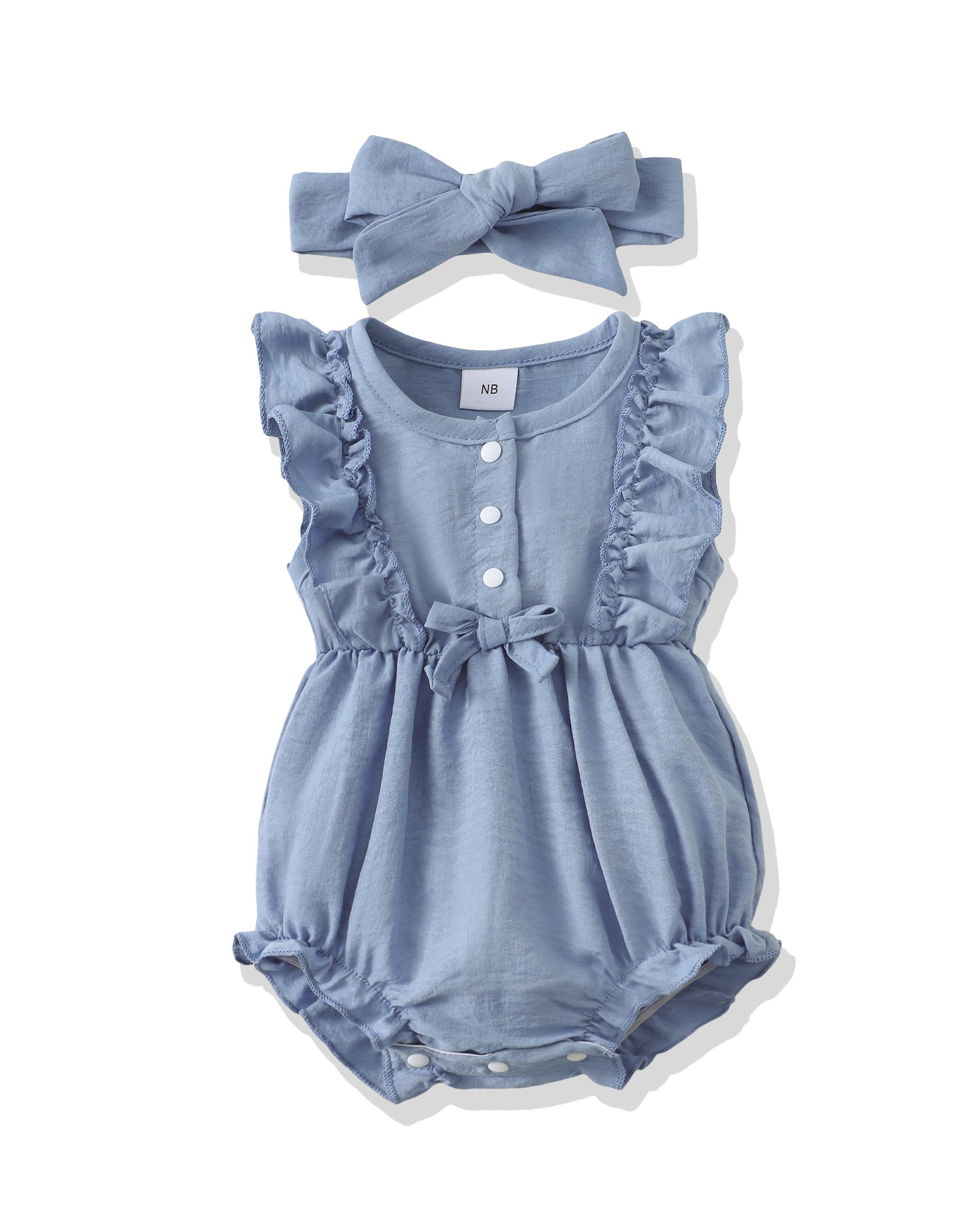 Renotemy Newborn Infant Baby Girl Clothes Rompers Summer Jumpsuits Short Sleeve Romper Infant Baby Clothes Girl WEBE CLOTHING