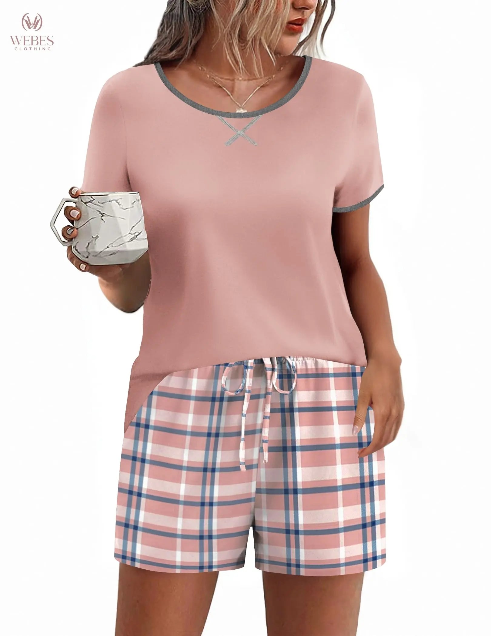 Ekouaer Women Pajama Set Casual Short Set