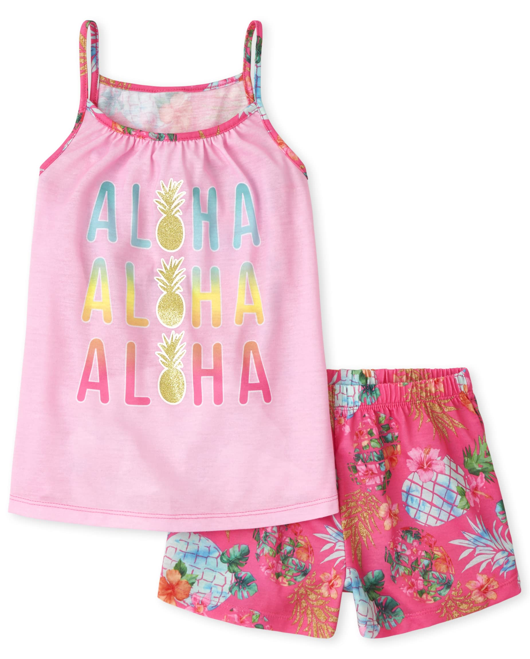 The Children's Place girls Sleeveless Tank Top and Short 2 Piece Pajama Set