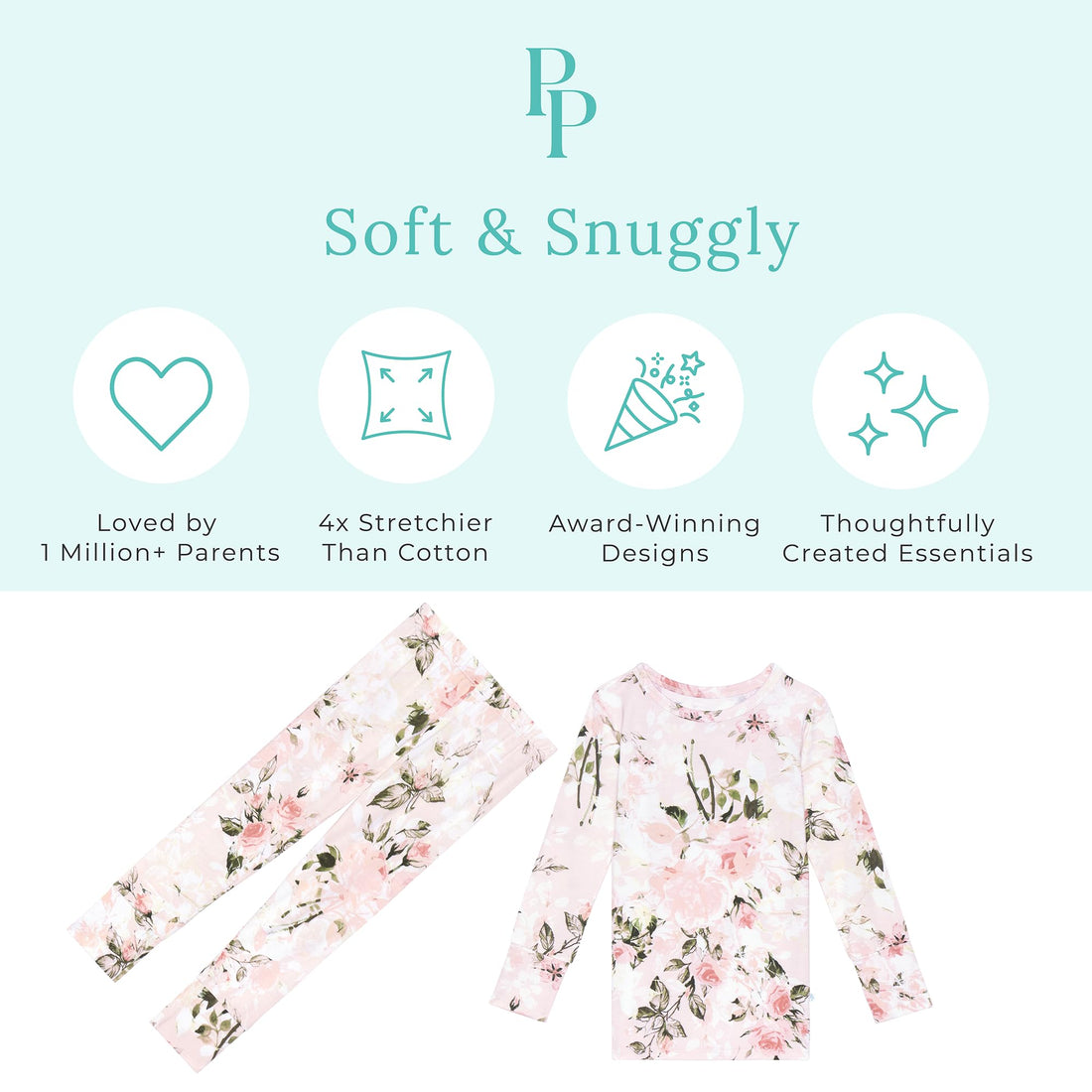 Posh Peanut Girls Pajamas - Soft, Viscose from Bamboo PJs for Kids - Matching, Long Sleeve Toddler Pajamas for Girls WEBE CLOTHING