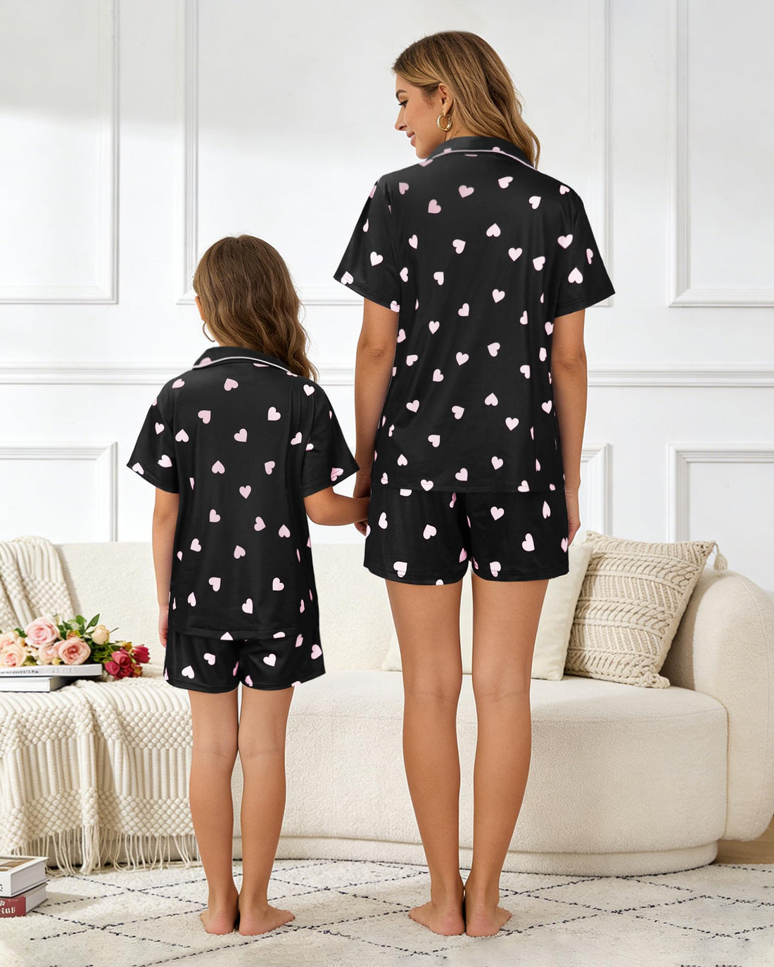 MyFav Mommy and Me Pajamas Set Mother Daughter Matching Family Sleepwear Button Down Nightwear WEBE CLOTHING