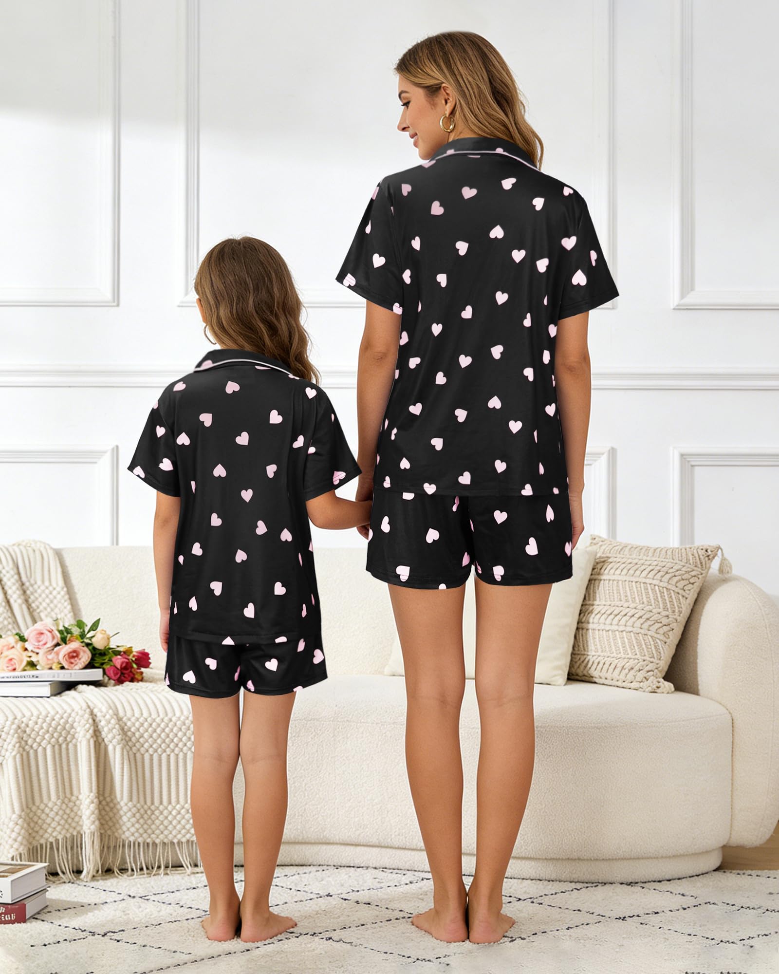 MyFav Mommy and Me Pajamas Set Mother Daughter Matching Family Sleepwear Button Down Nightwear WEBE CLOTHING