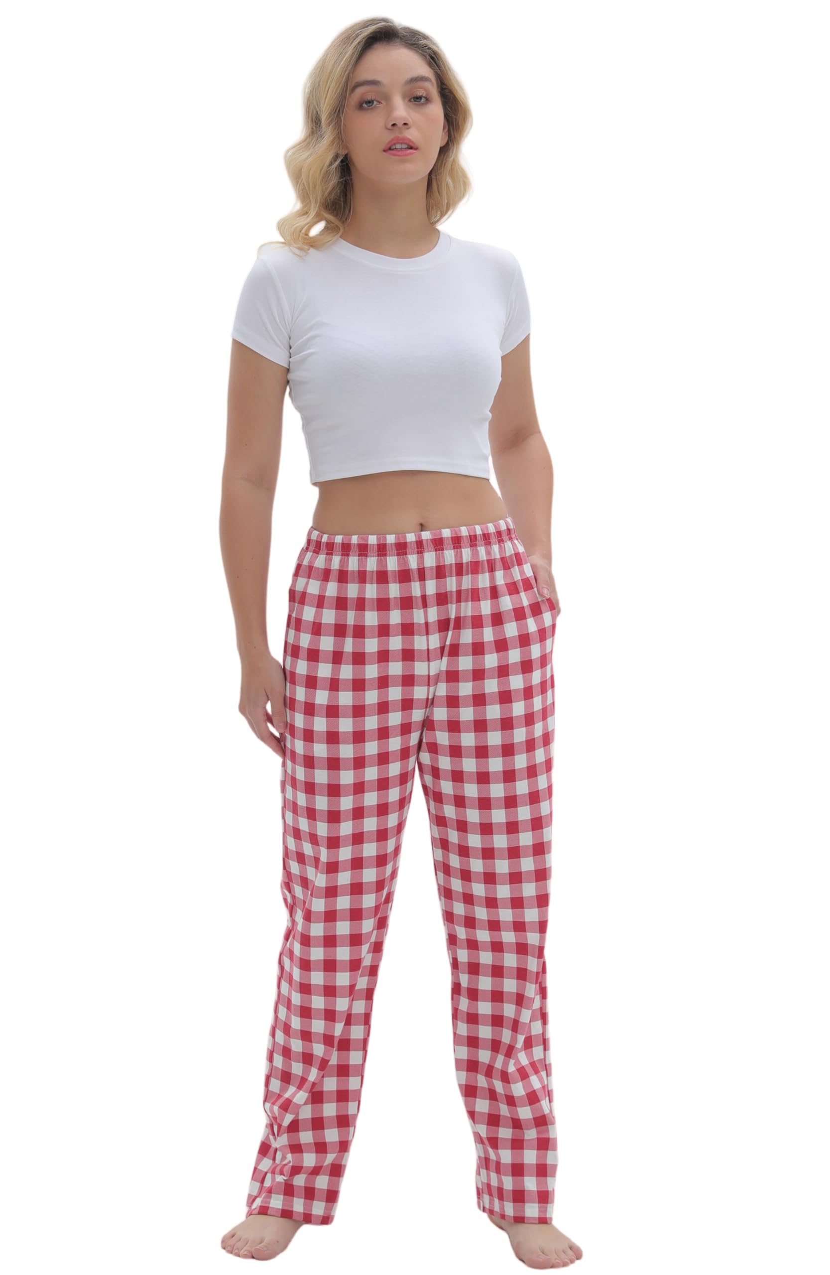 SAMGU Women's Pajama Pants, Soft Cotton Sleep Lounge Pants, Comfy Homewear pjs, Elatic Waist Pajama Bottom Pants for Women