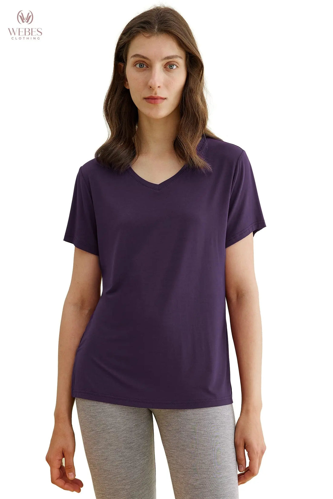 Latuza Women's Viscose Sleep T-Shirt V-Neck Pajamas Top