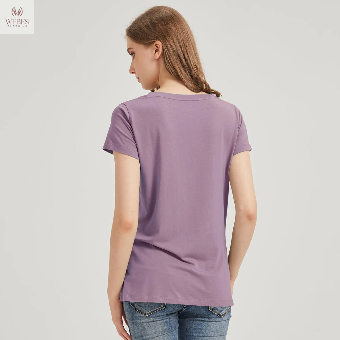 netdraw Women's Ultra-Soft Bamboo Viscose Cotton V-Neck Short Sleeve T-Shirt, Casual Summer Tops for Lounge Sleep Pajama