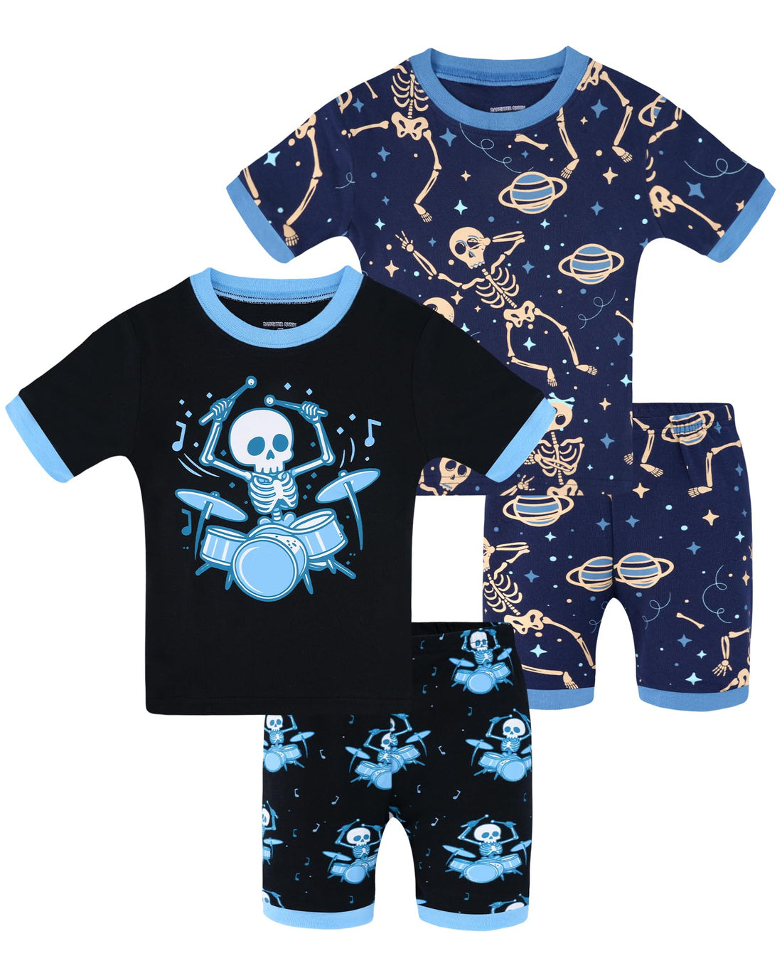 DAUGHTER QUEEN Boys Pajamas 4 Pieces Short Set 100% Cotton Sleepwear Size 18 Months-12 Years