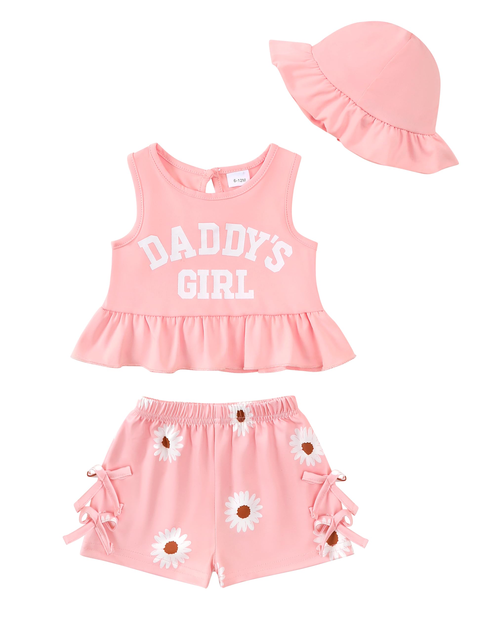 SODLON Baby Girl Clothes Infant Toddler Summer Outfits Clothing Sleeveless Ruffle Tank Top Shorts Sets with Hat for Girls WEBE CLOTHING