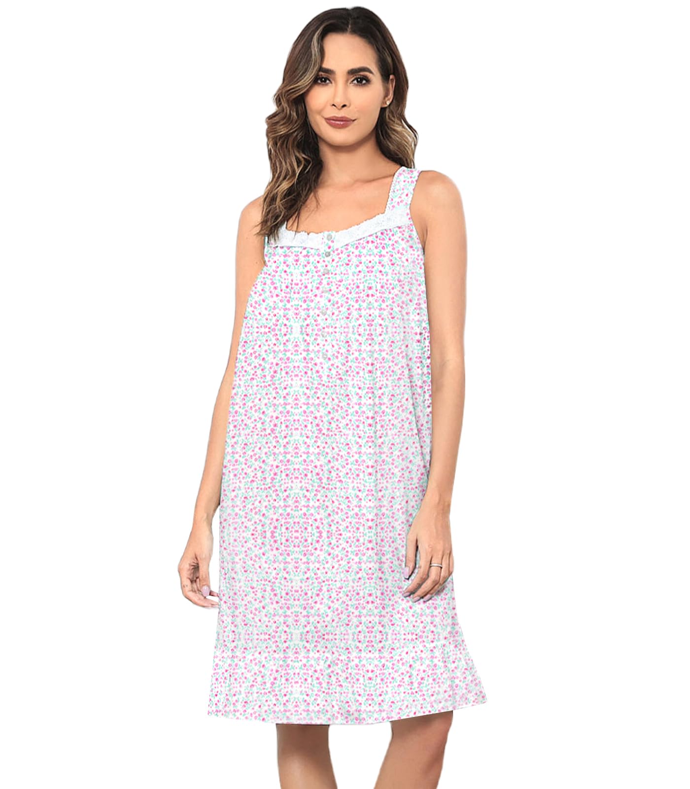 Sleeveless Nightgowns for Women 100% Cotton Nightgown Sleep Dress Soft Ladies Gowns Sleepwear Nightdress WEBE CLOTHING