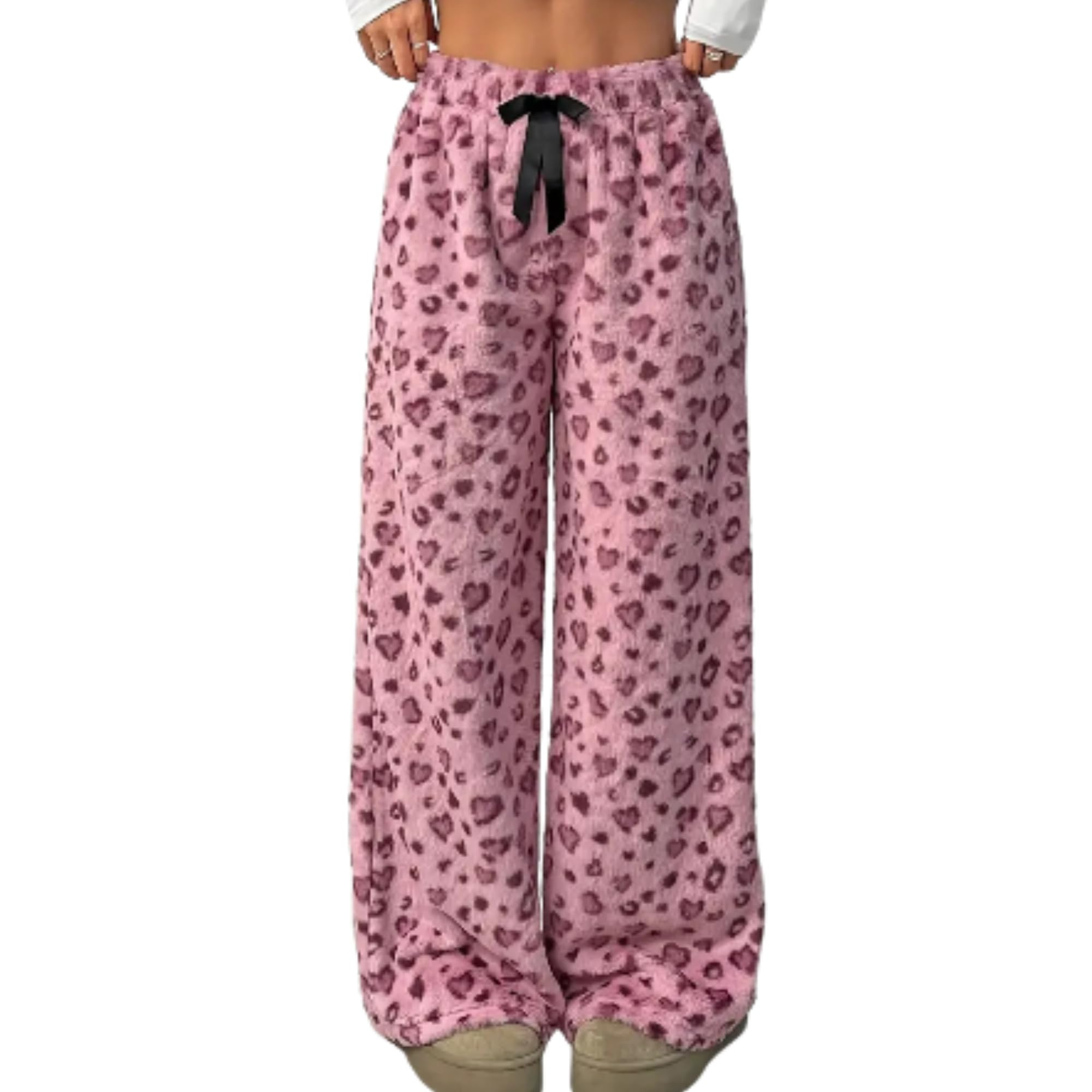 Leopard Pants Women Therian Fuzzy Pajama Pants Y2k Cheetah Pants Grunge High Waisted Fluffy Pants