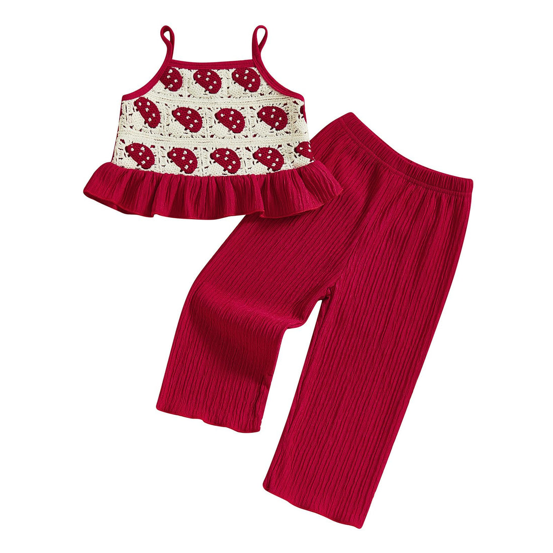 Baby Girl Outfits Crocheted Ruffled Camisole And Elastic Pants Set 6 12 18 24 Months 2 3 4 T WEBE CLOTHING