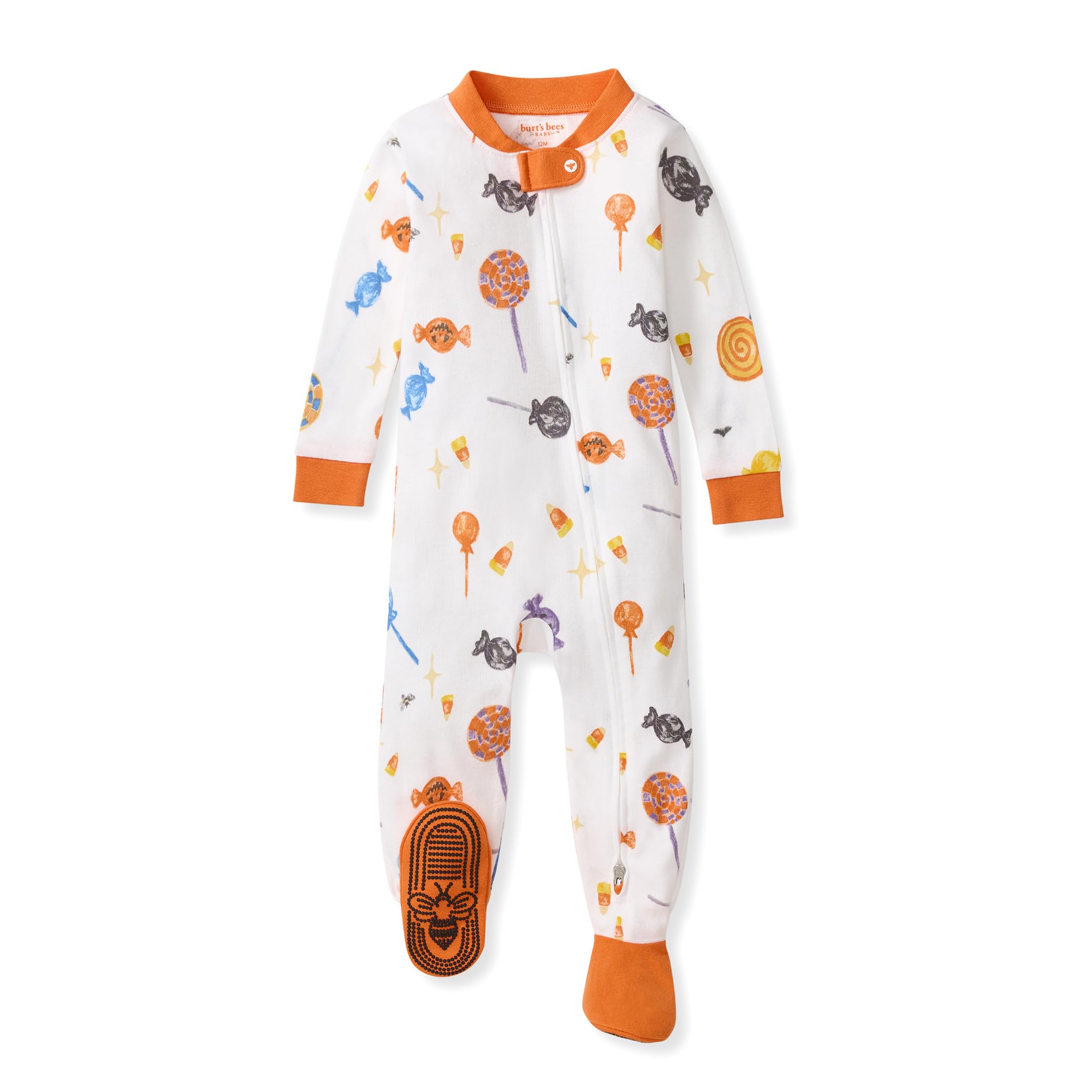 Burt's Bees Baby Organic Cotton Footed Pajamas for Boys, Zipper PJ Sleeper, Snug Fit Sleepwear with Non-Slip Bee Grips