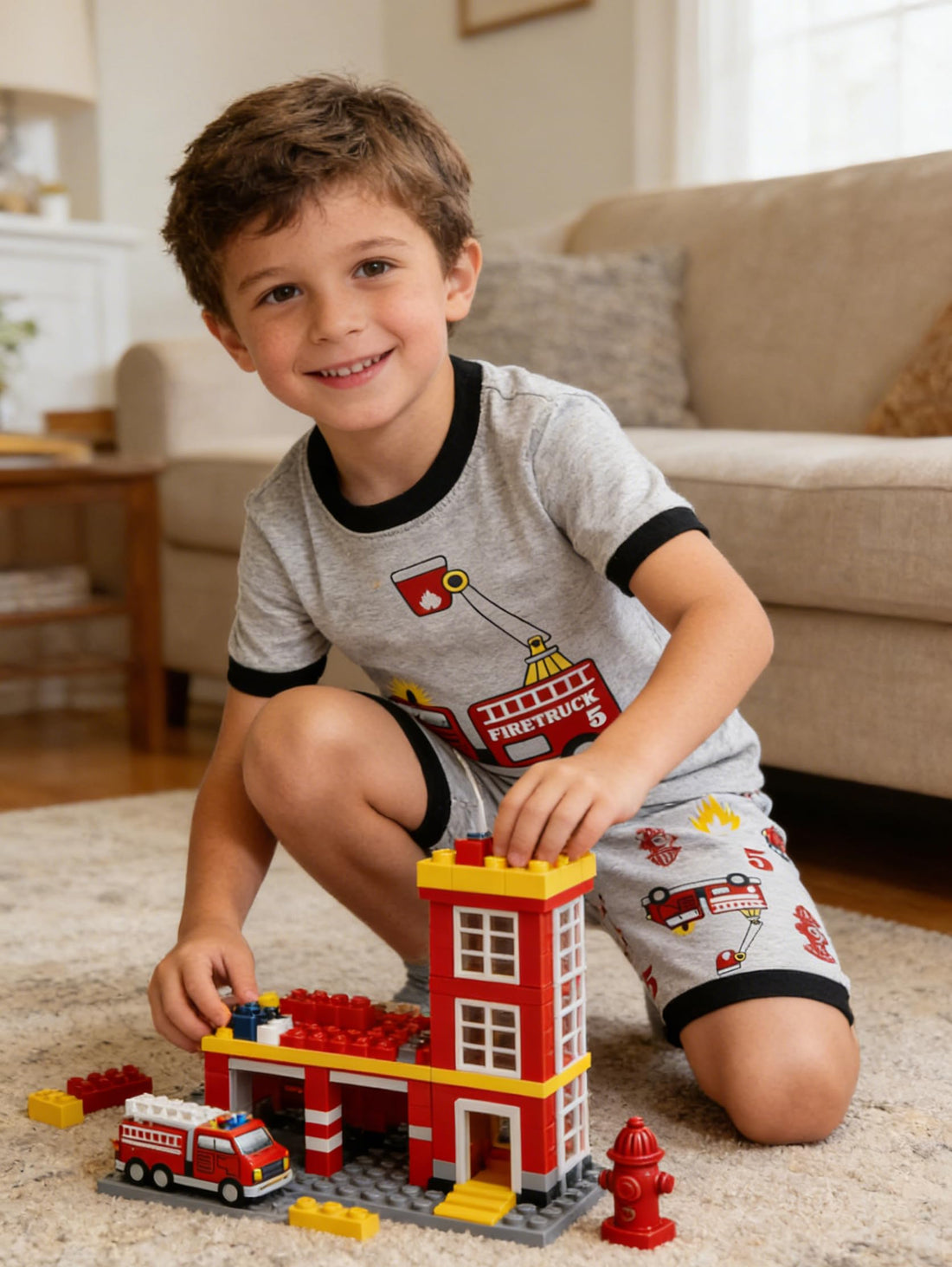 Little Hand Toddler Boys Pajamas Kids Dinosaur Summer PJS Monster Truck Boy Tractor Jammies Hockey Short Sets 2-7 Years