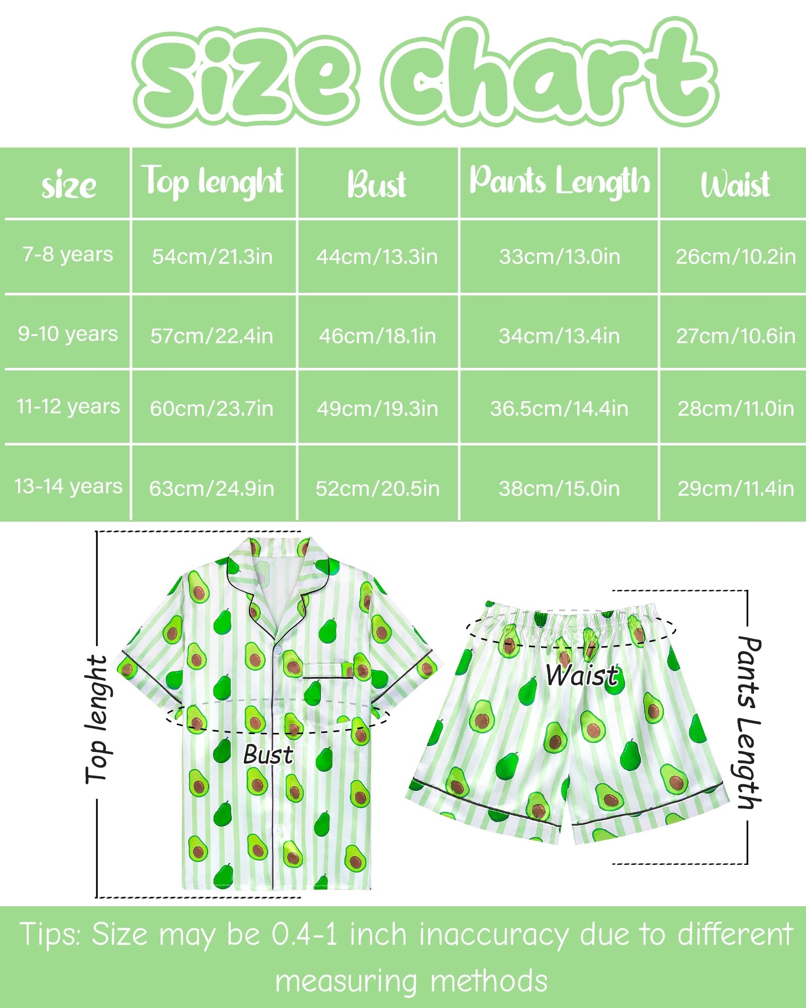 Sylfairy Girls Pajamas Silk PJS Set Pink Bow Satin Sleepwear Short Sleeve Jammies for Kids Button-Down Nightwear size 7-14