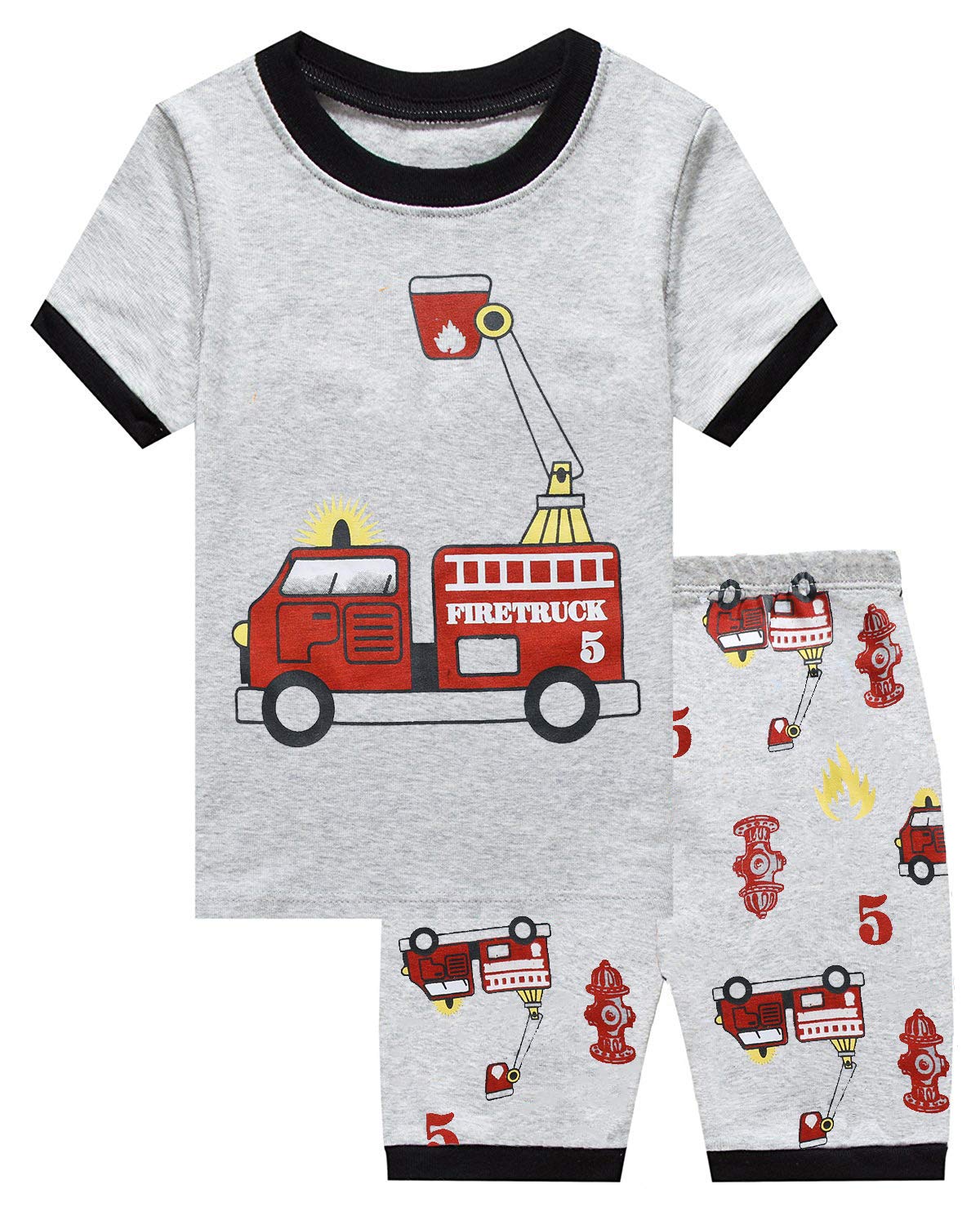 Little Hand Toddler Boys Pajamas Kids Dinosaur Summer PJS Monster Truck Boy Tractor Jammies Hockey Short Sets 2-7 Years