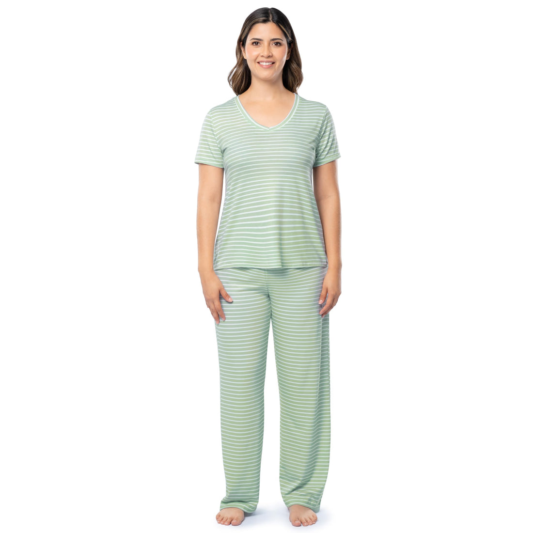 Fruit of the Loom womens Short Sleeve Tee and Pant 2 Piece Sleep Set WEBE CLOTHING