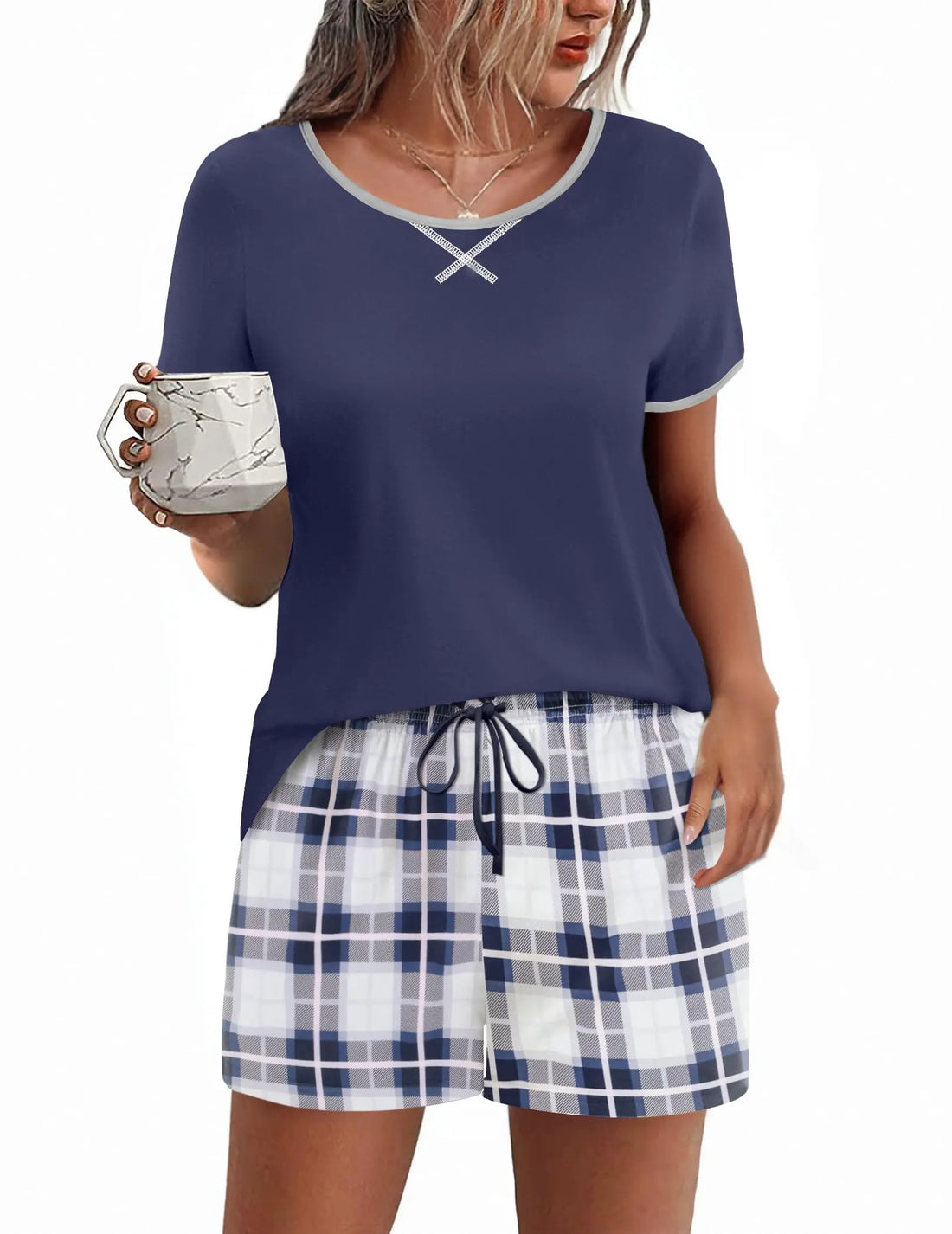 Ekouaer Women Pajama Set Casual Short Set