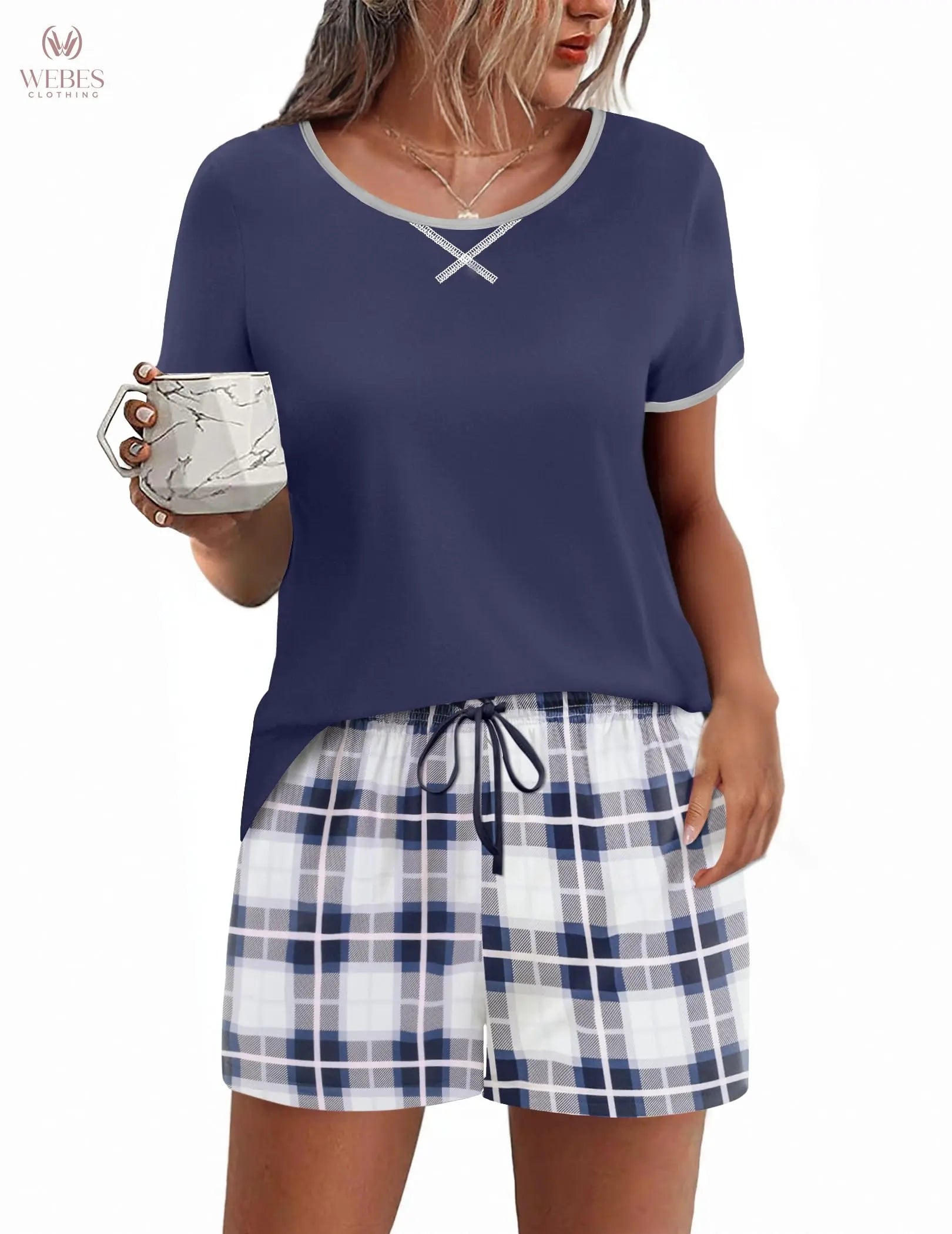 Ekouaer Women Pajama Set Casual Short Set