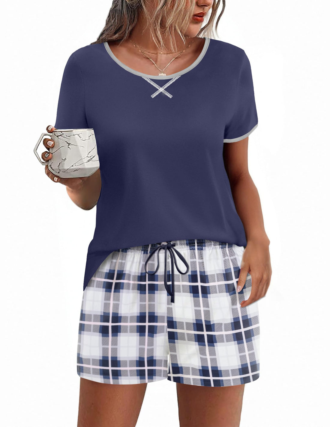 Ekouaer Women Pajama Set Casual Short Set