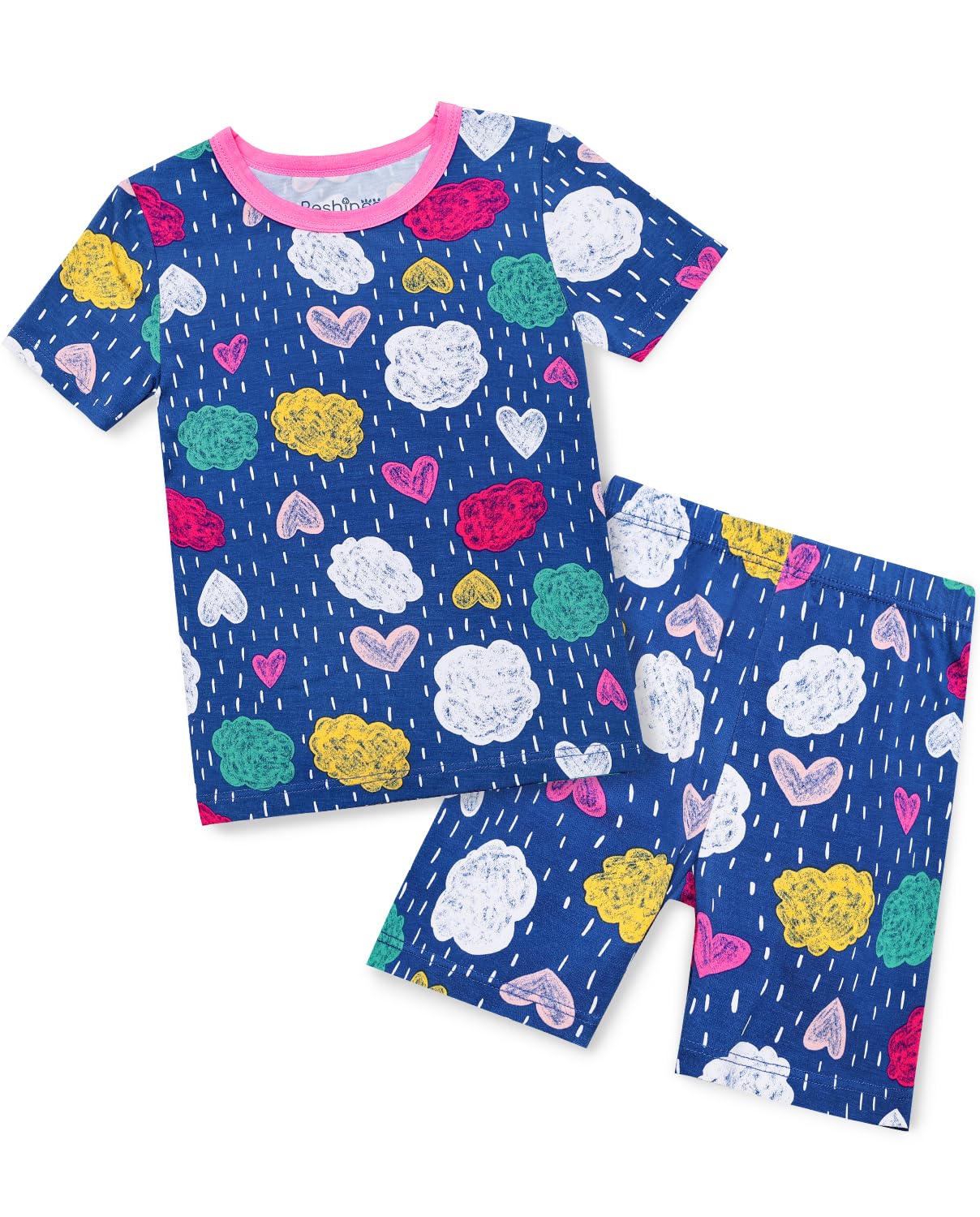 babee Reshinee Bamboo Viscose Toddler Unicorn Mermaid Girls Kids Pajamas Short Sleeve Summer Cool Snug fit Pjs, 2pcs