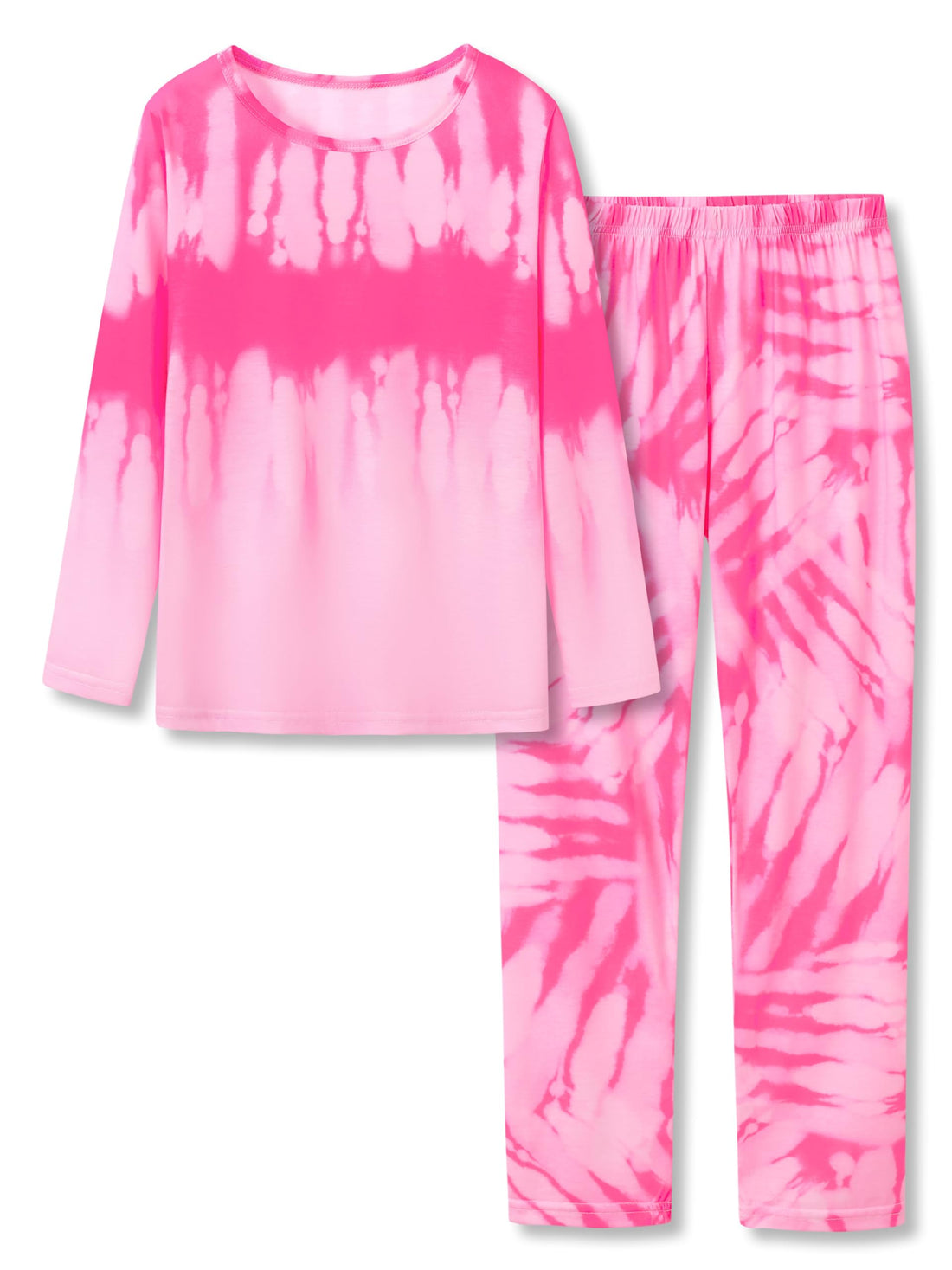 Tebbis Trendy Tie Dye Spiral Pajamas for Girls 2-Piece Soft Long Sleeve & Pants PJ Set Jammies Size 6-18