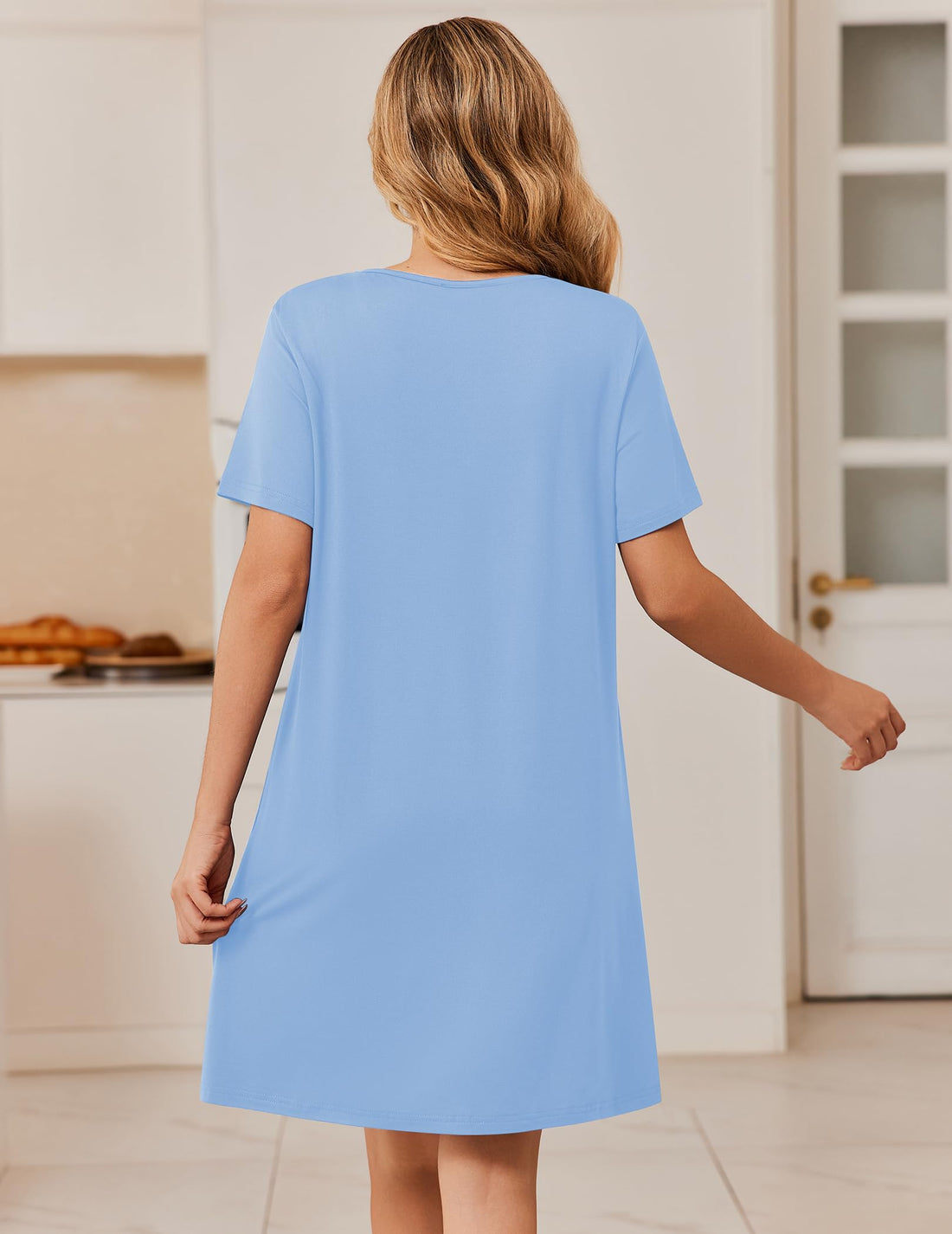 Ekouaer Womens Zip Up Robe Lace Short Sleeve Bathrobes | Knee Length Zipper Housecoat, Lightweight Nightgowns,Zipper Front House Coat with Pockets