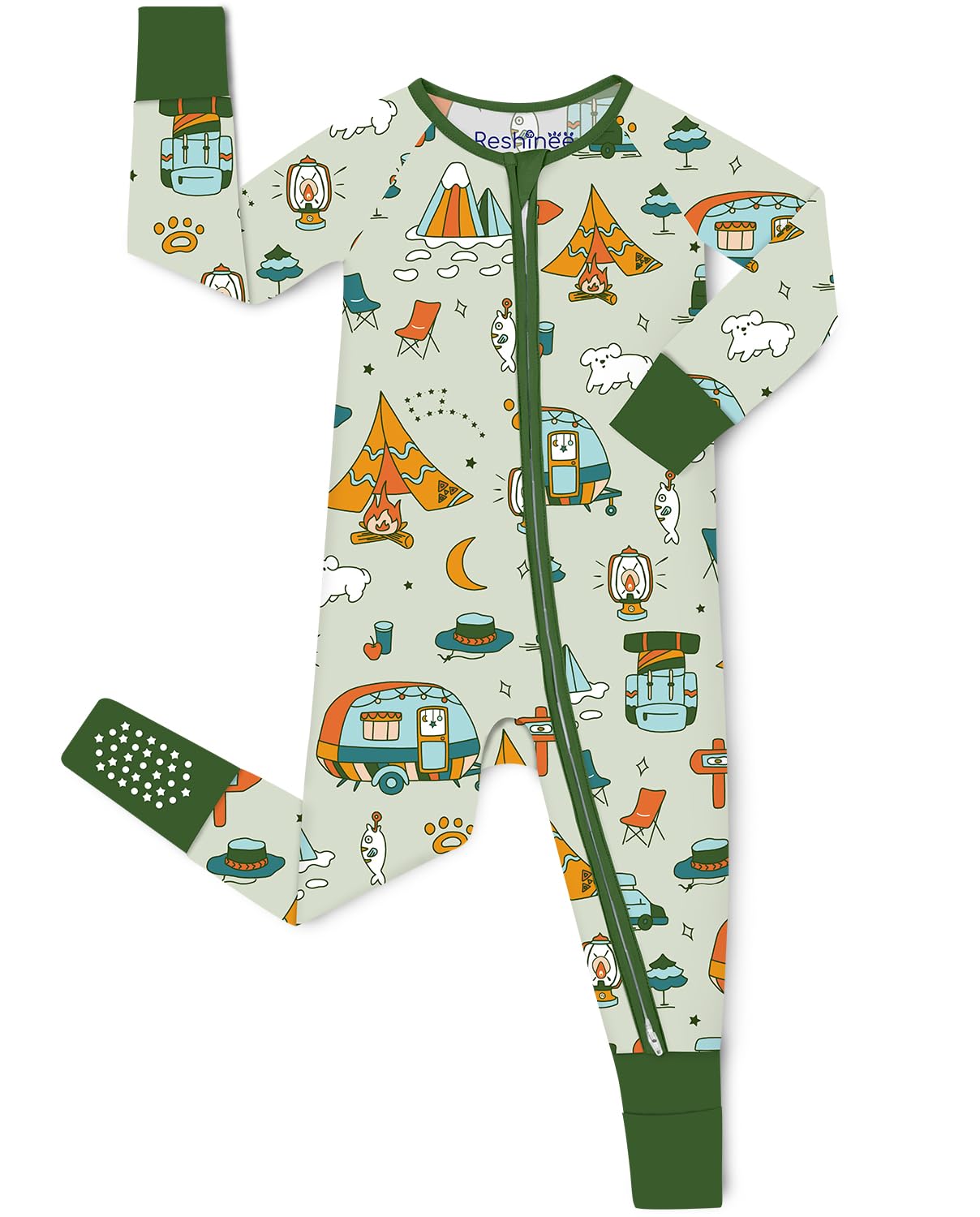 babee Reshinee Bamboo Viscose Baby Convertible Footie Pajama, Zipper Pajamas for Baby Boys & Girls, Sleep & Play Footed