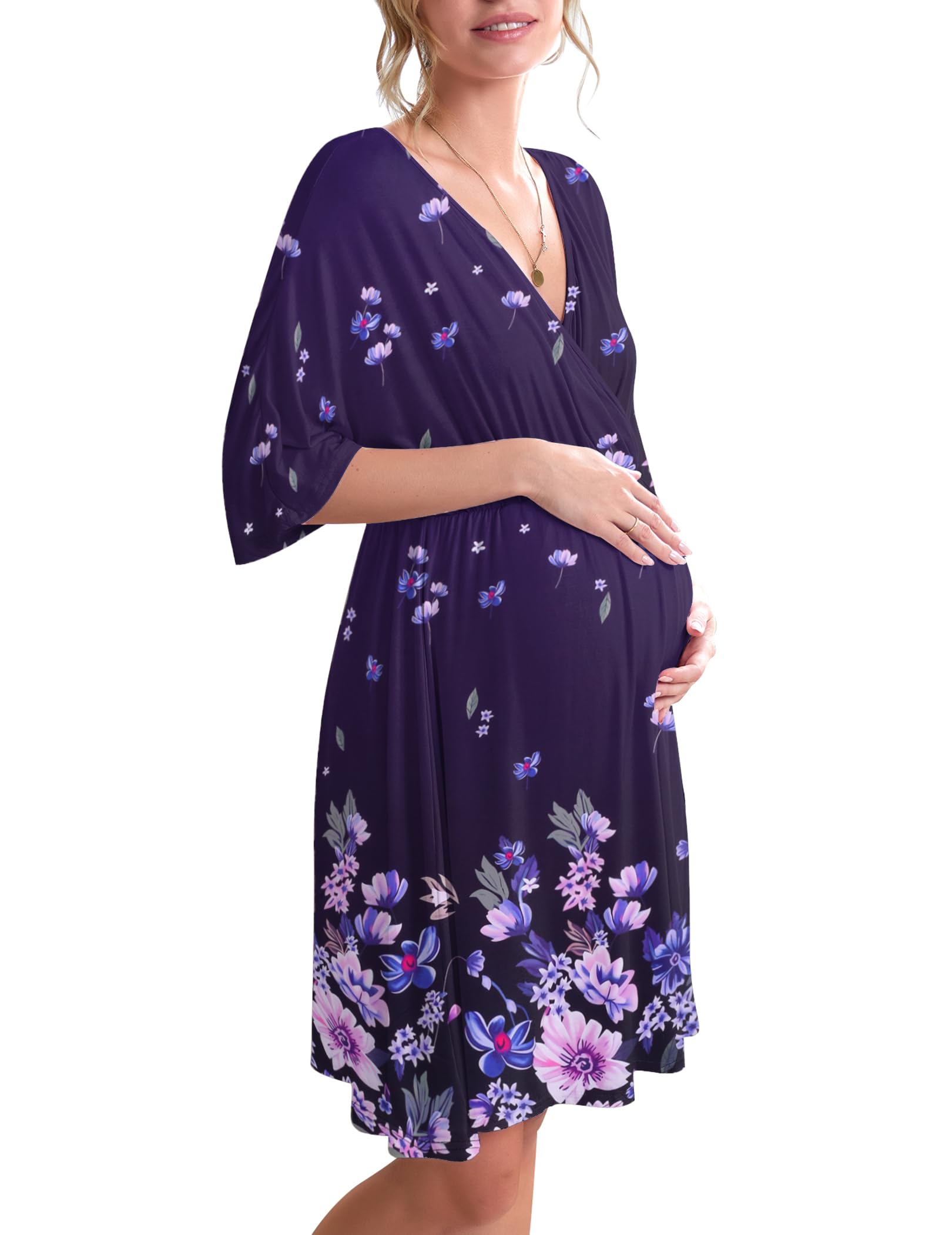 Ekouaer 3 in 1 Labor/Delivery/Hospital Gown Maternity Dress Nursing Nightgown Sleepwear for Breastfeeding