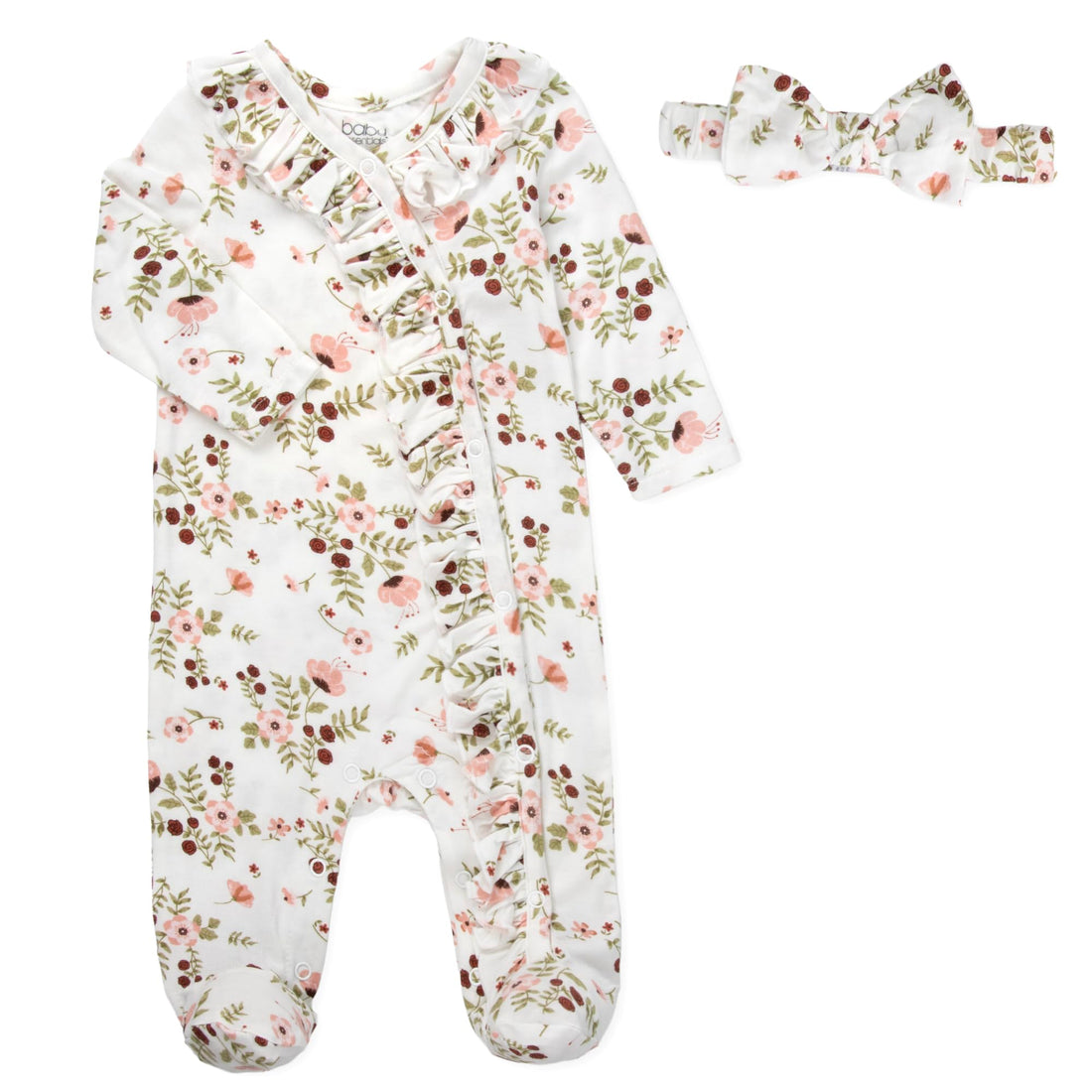 Newborn Baby 4 Piece Coming Home Outfit Gift Set – Footie Sleeper, Blanket, Headband & Ornament for Boys & Girls