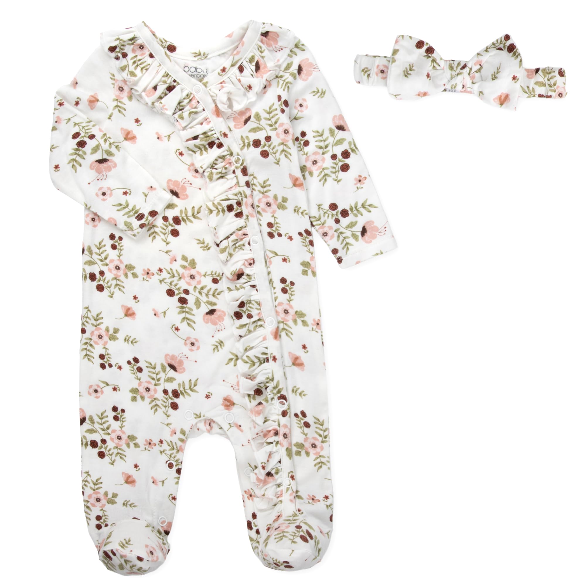 Newborn Baby 4 Piece Coming Home Outfit Gift Set – Footie Sleeper, Blanket, Headband & Ornament for Boys & Girls
