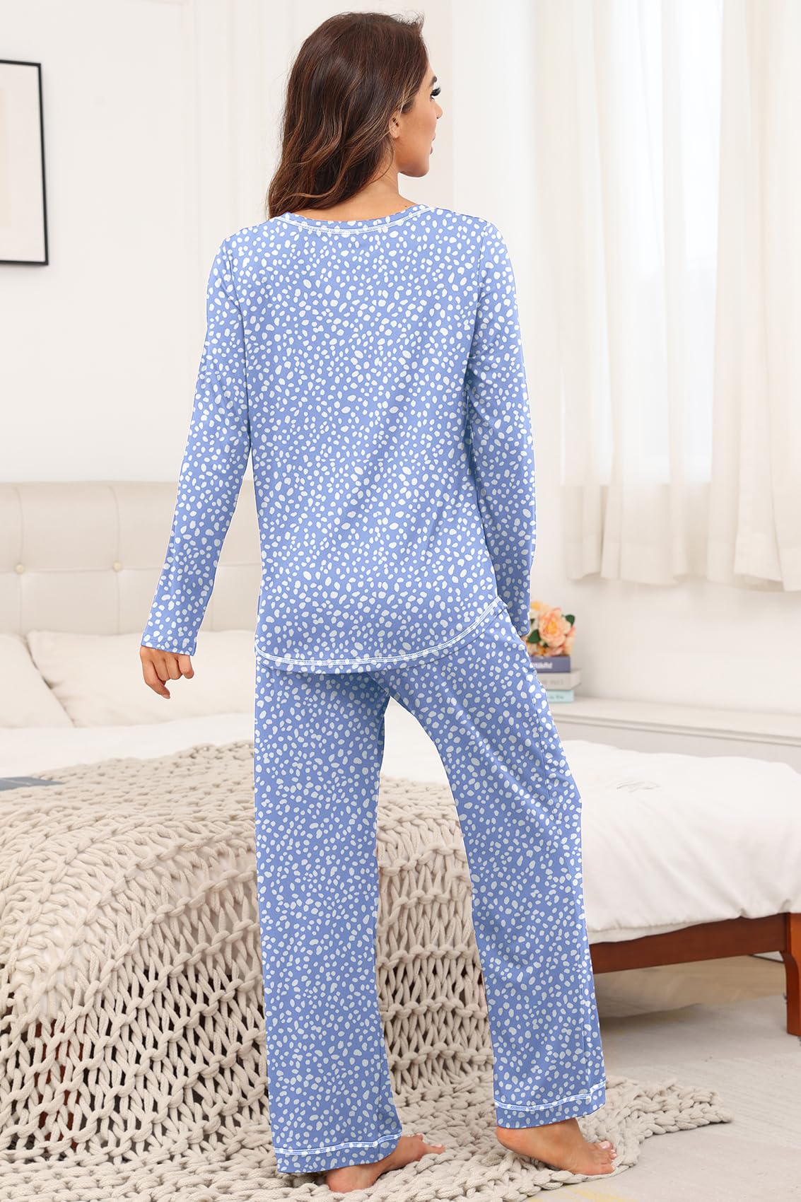 PrinStory Women's Pajama Set 2026 Lounge Sets Long Sleeve Sleepwear Soft 2 Piece Pjs with Pockets